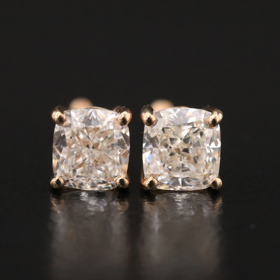 14K 1.00 CTW Diamond Stud Earrings with GIA Reports