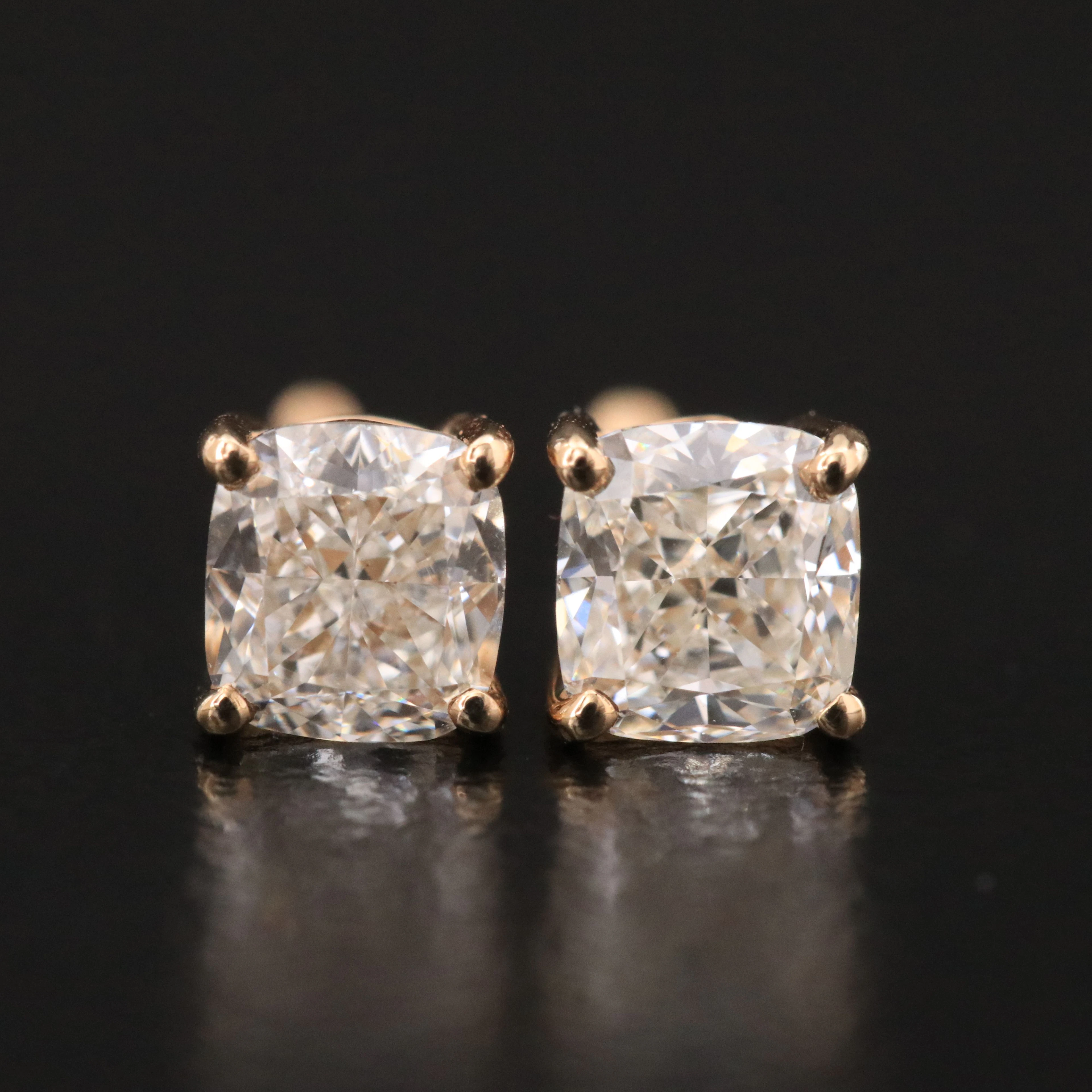 14K 1.00 CTW Diamond Stud Earrings with GIA Reports