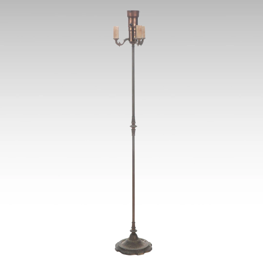 Artistic Brass and Bronze Works Cast Metal Mughal Torchiere Floor Lamp
