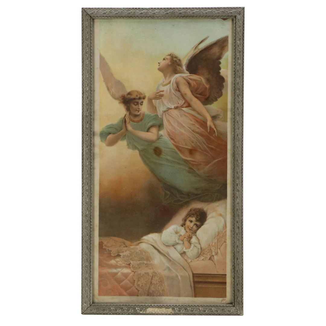 After Charles Grant Beauregard Chromolithograph "Guardian Angels," Circa 1892