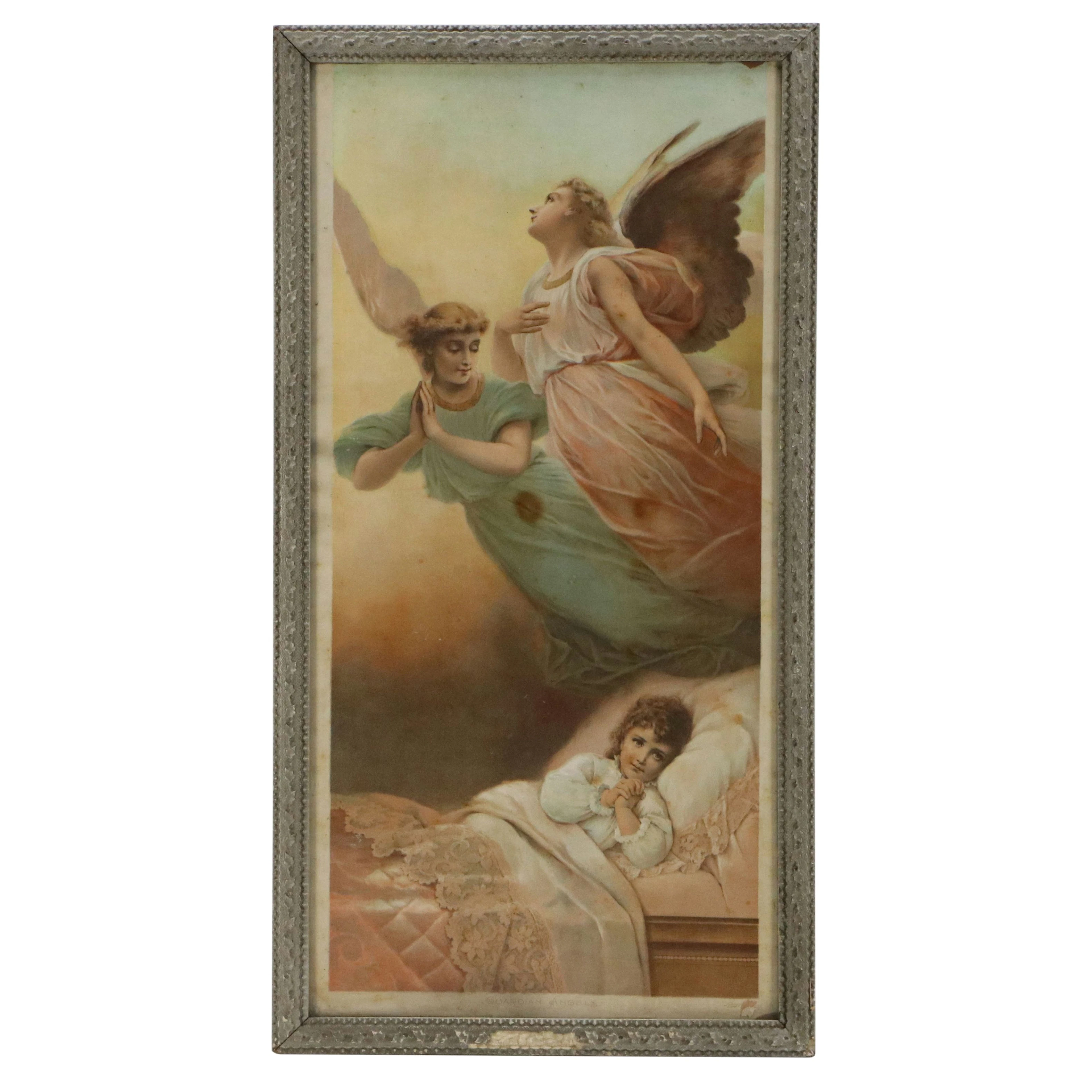 After Charles Grant Beauregard Chromolithograph "Guardian Angels," Circa 1892