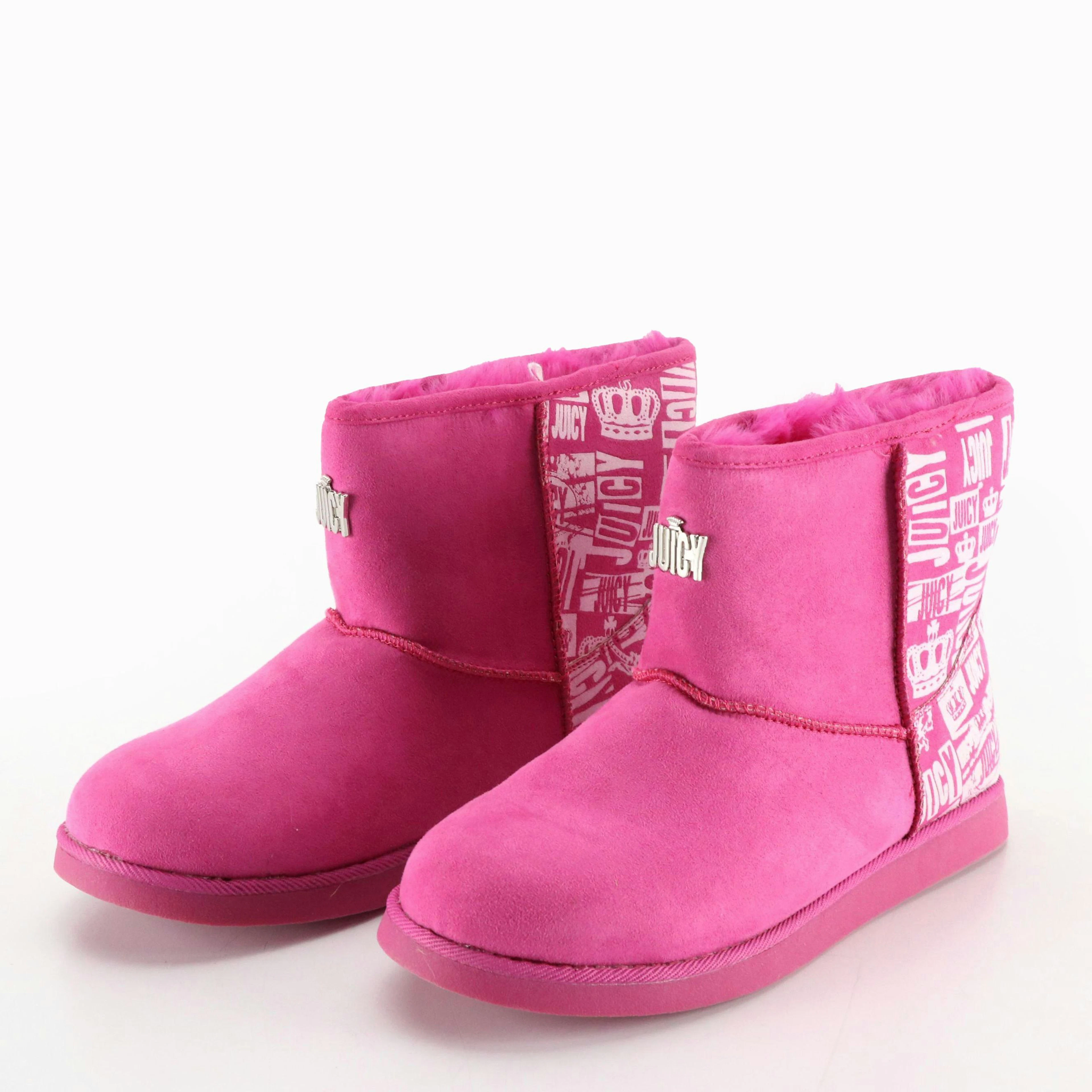 Juicy Couture 'J-Knack' Hot Pink Printed Faux Shearing Boots, With Box