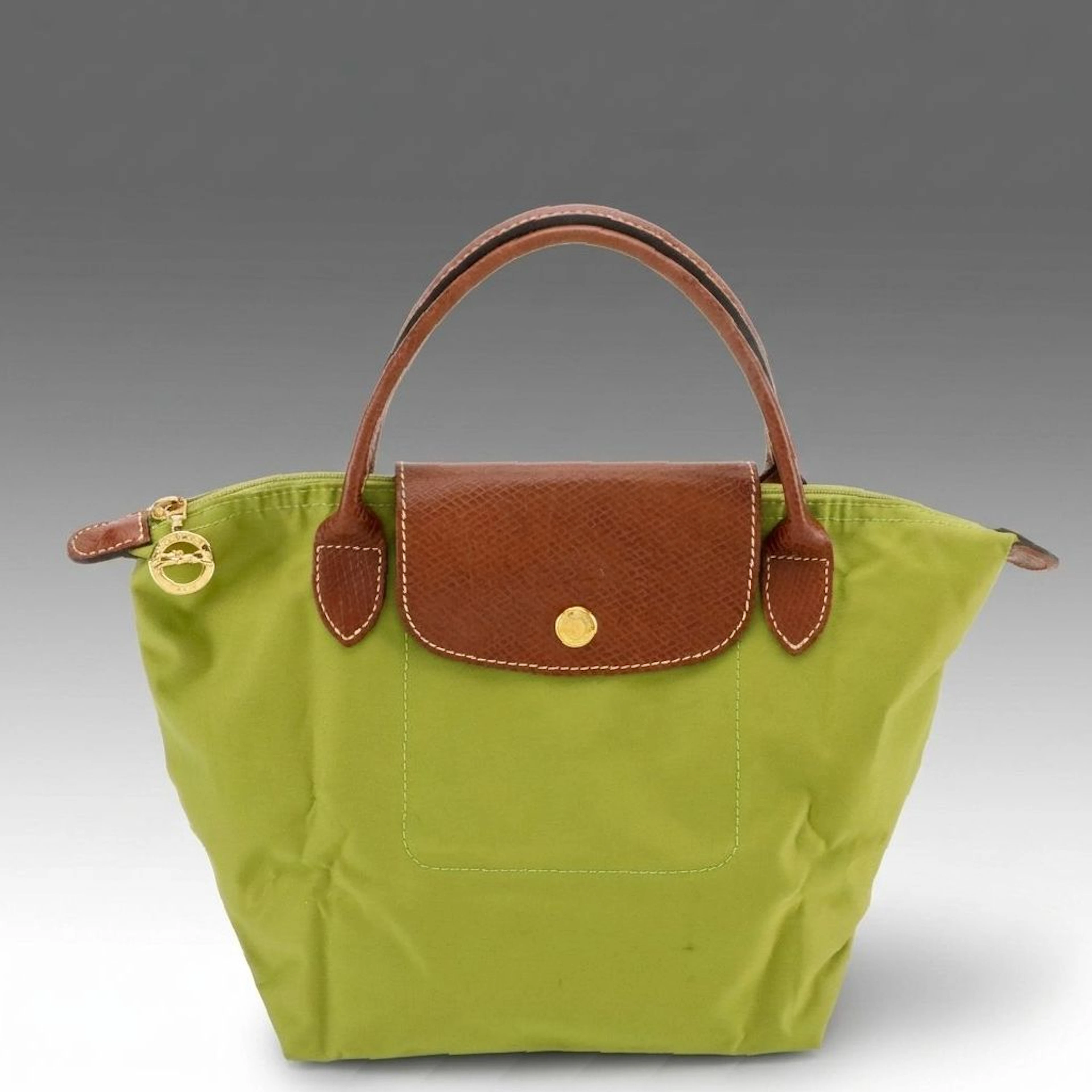 Longchamp Le Pliage S Tote Bag in Olive Green Nylon and Leather
