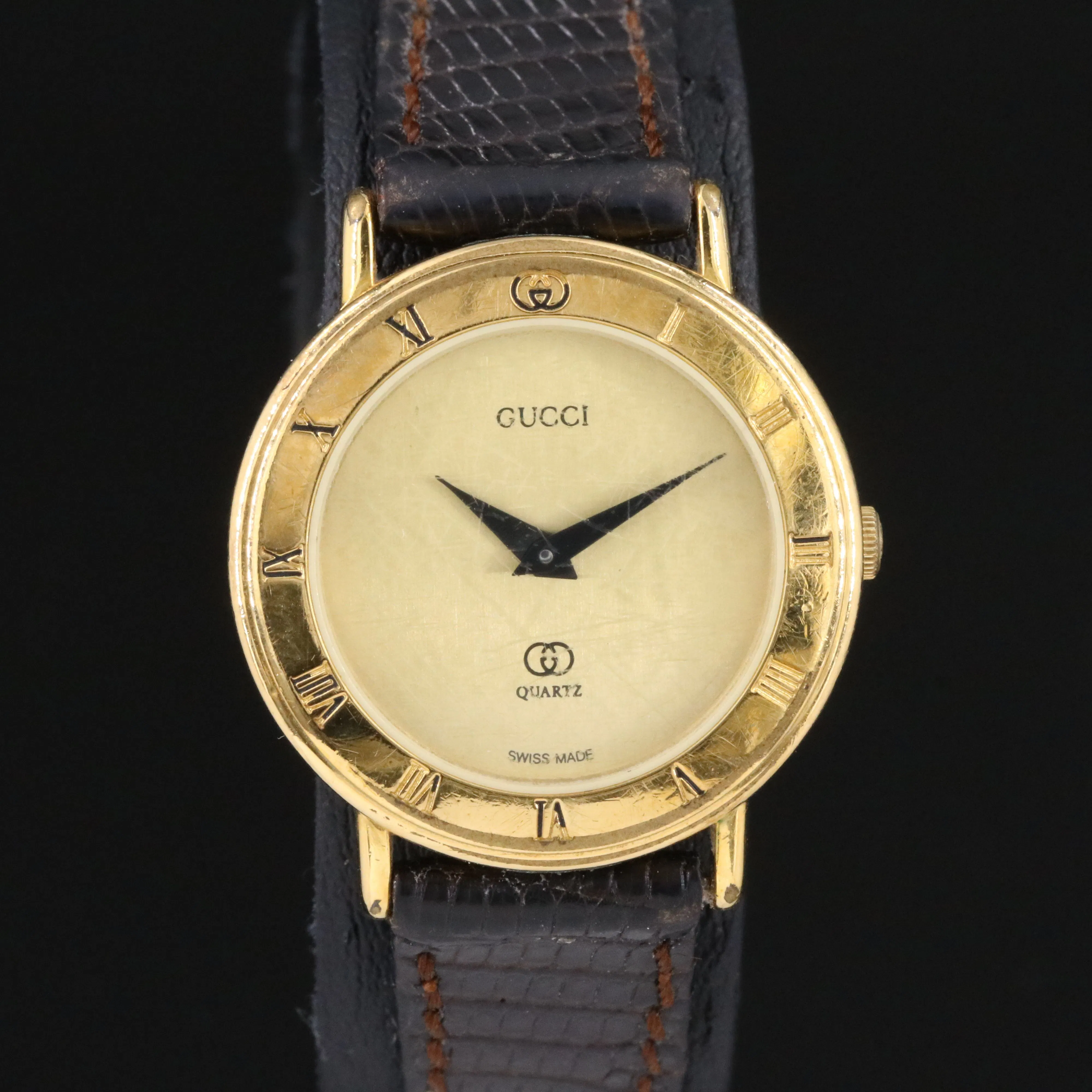 Gucci vintage watch scratch on the back last picture Price Firm Buy Gucci Vintage Silver Bangle & Black Dial Watch - S  main image 4