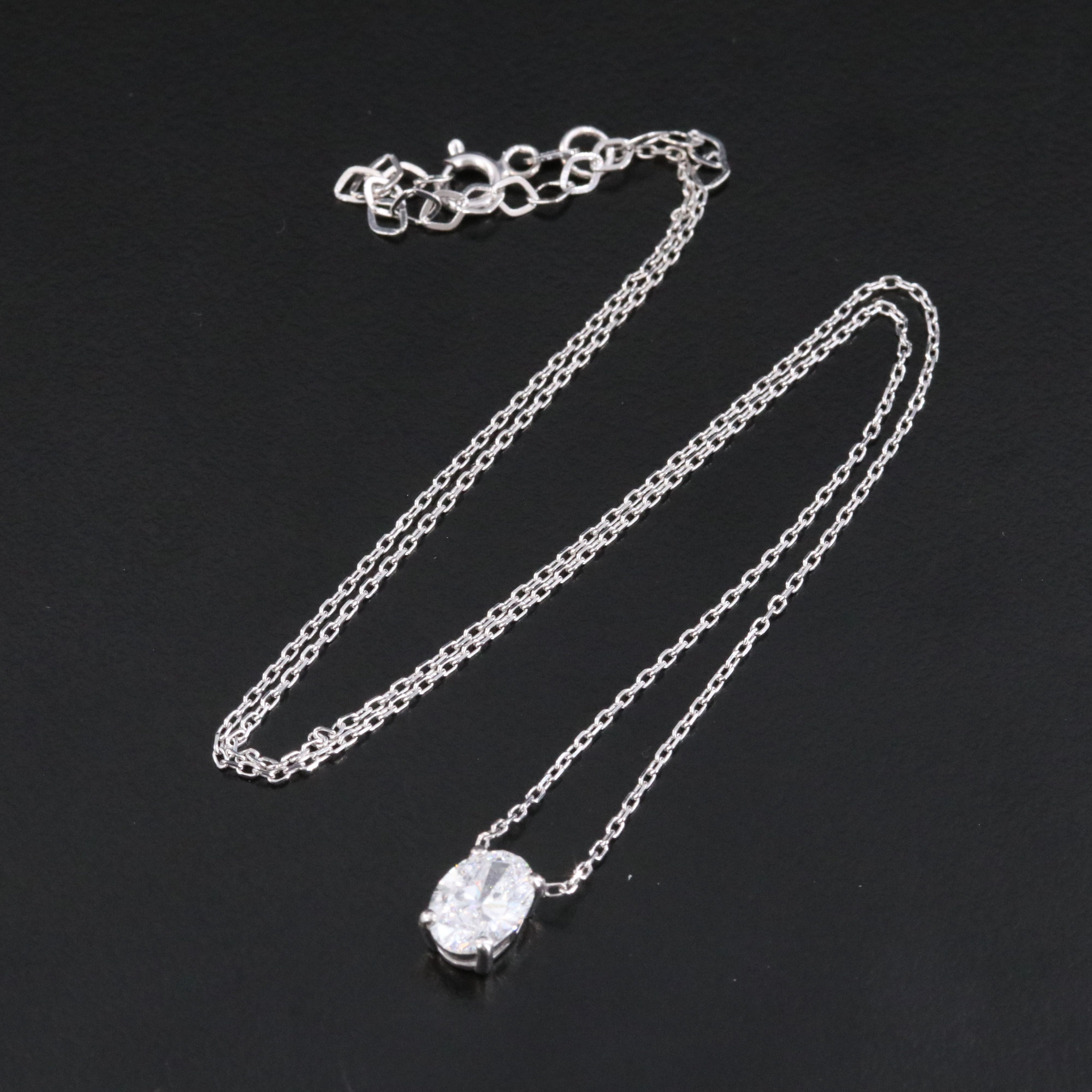 14K 1.00 CT Lab Grown Diamond Solitaire Necklace with IGI Jewelry Report