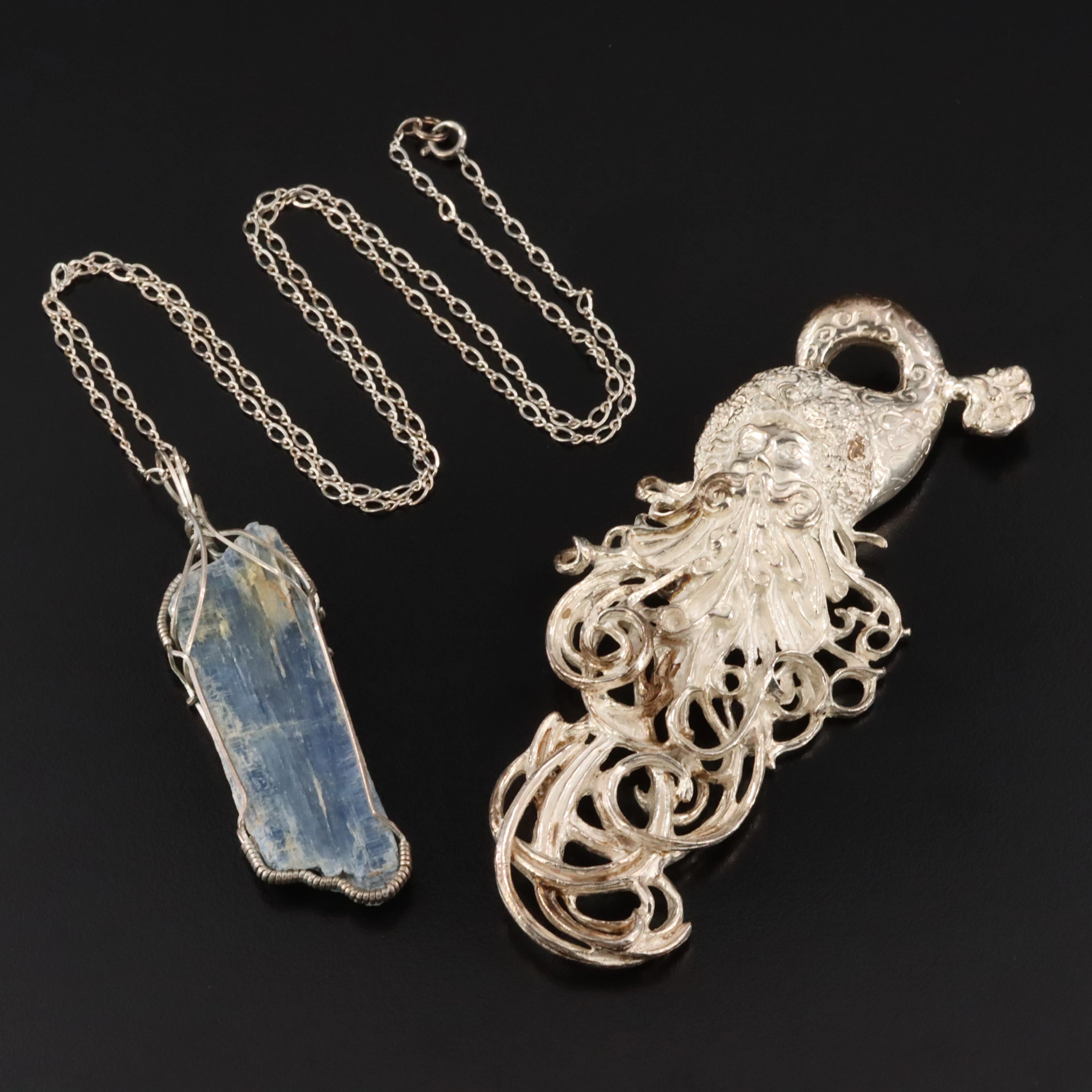 Sterling Christopher Radko "Winter Spirit" Brooch & Kyanite Necklace