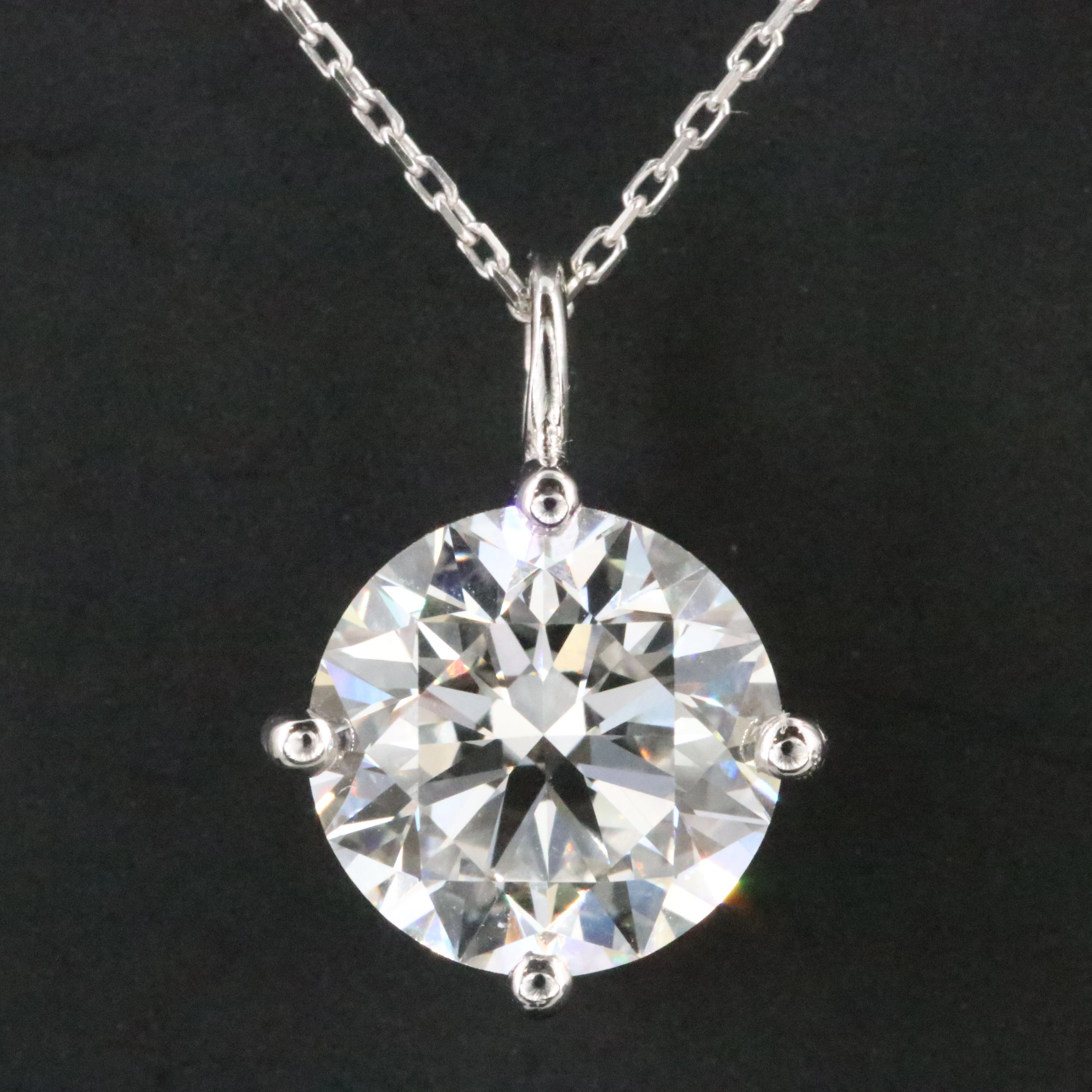 14K 3.00 CT Lab Grown Diamond Solitaire Pendant Necklace with IGI Report
