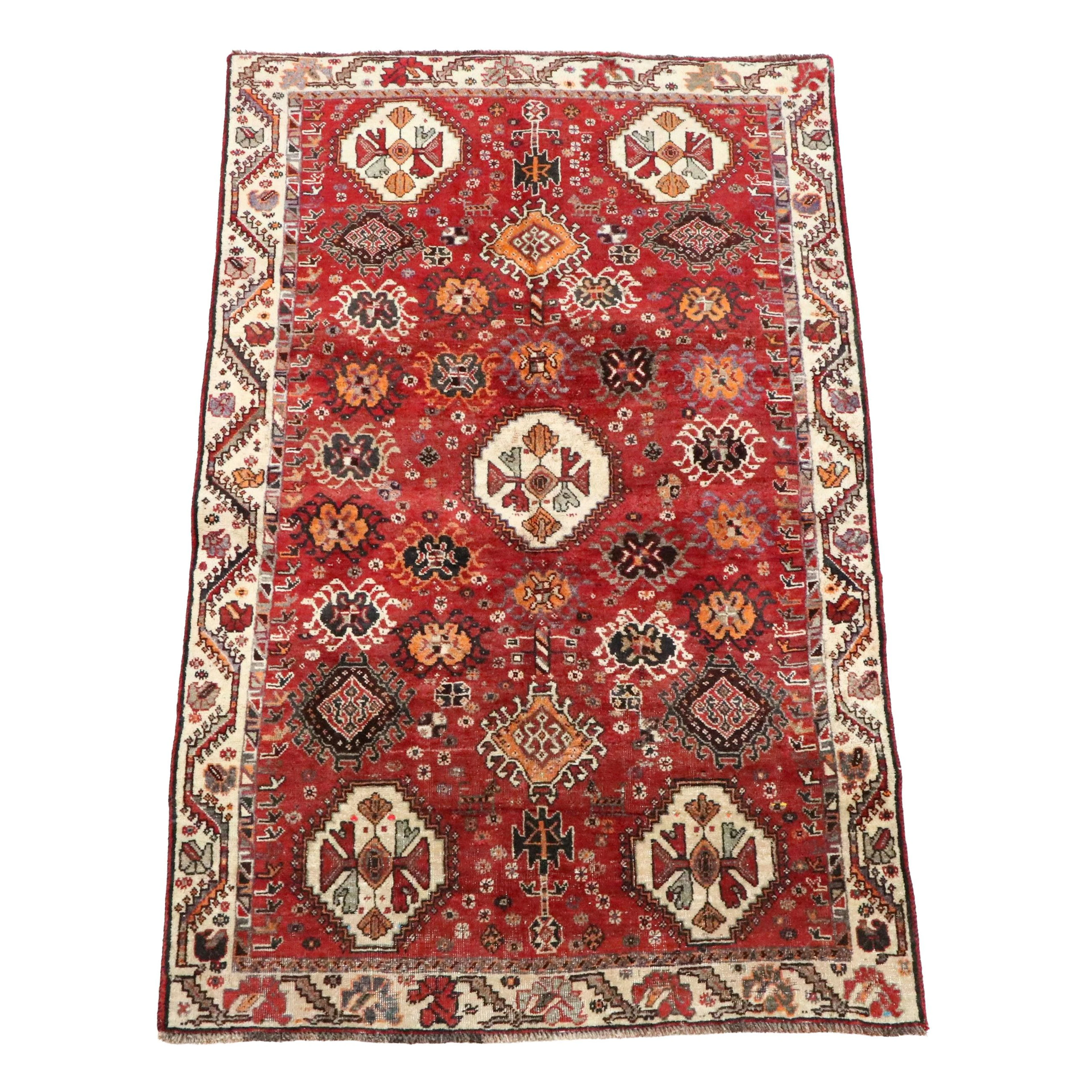 4'2 x 6'9 Hand-Knotted Persian Qashqai Area Rug
