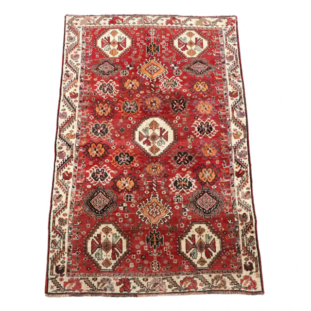 4'2 x 6'9 Hand-Knotted Persian Qashqai Area Rug