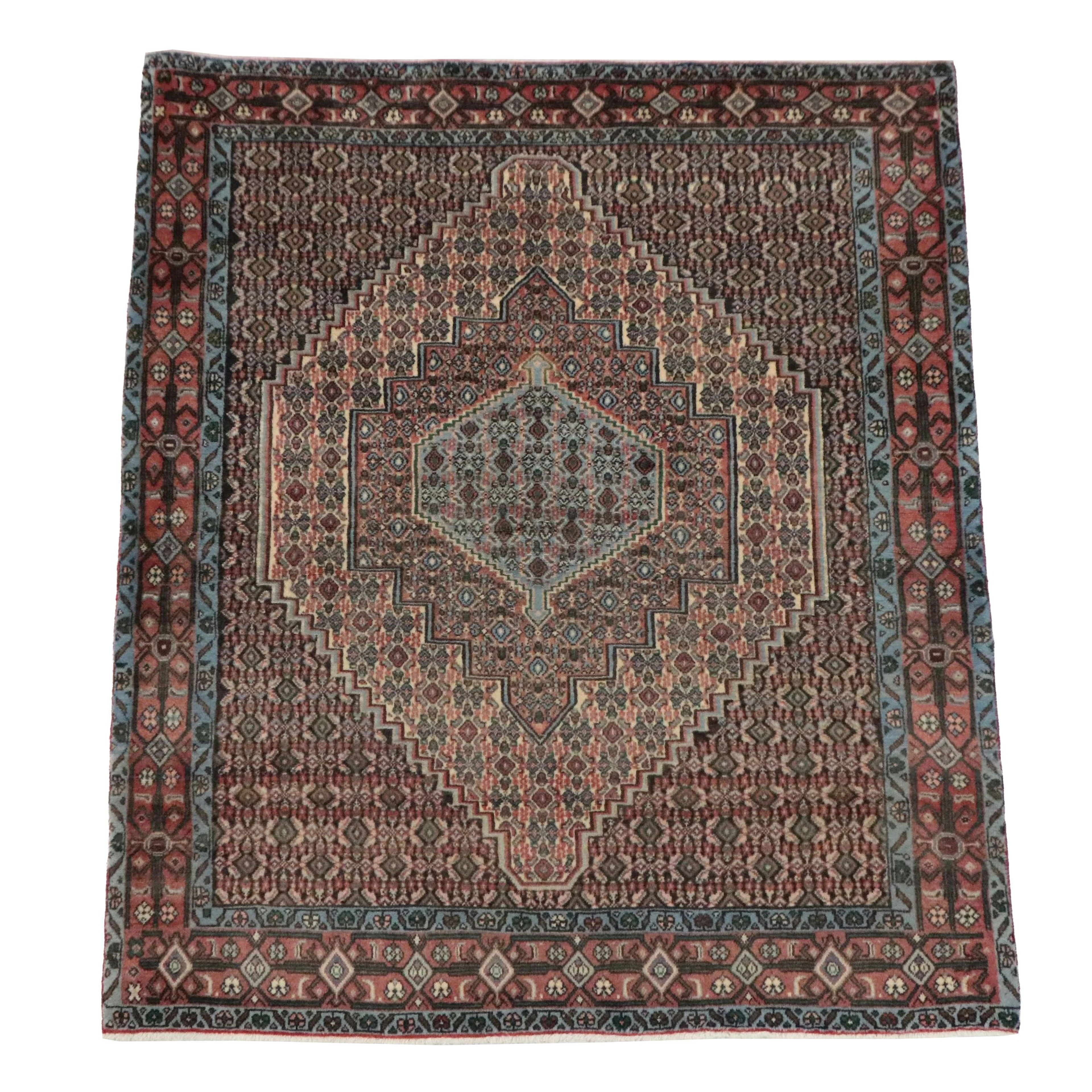 4'2 x 5'1 Hand-Knotted Indo-Persian Bijar Area Rug