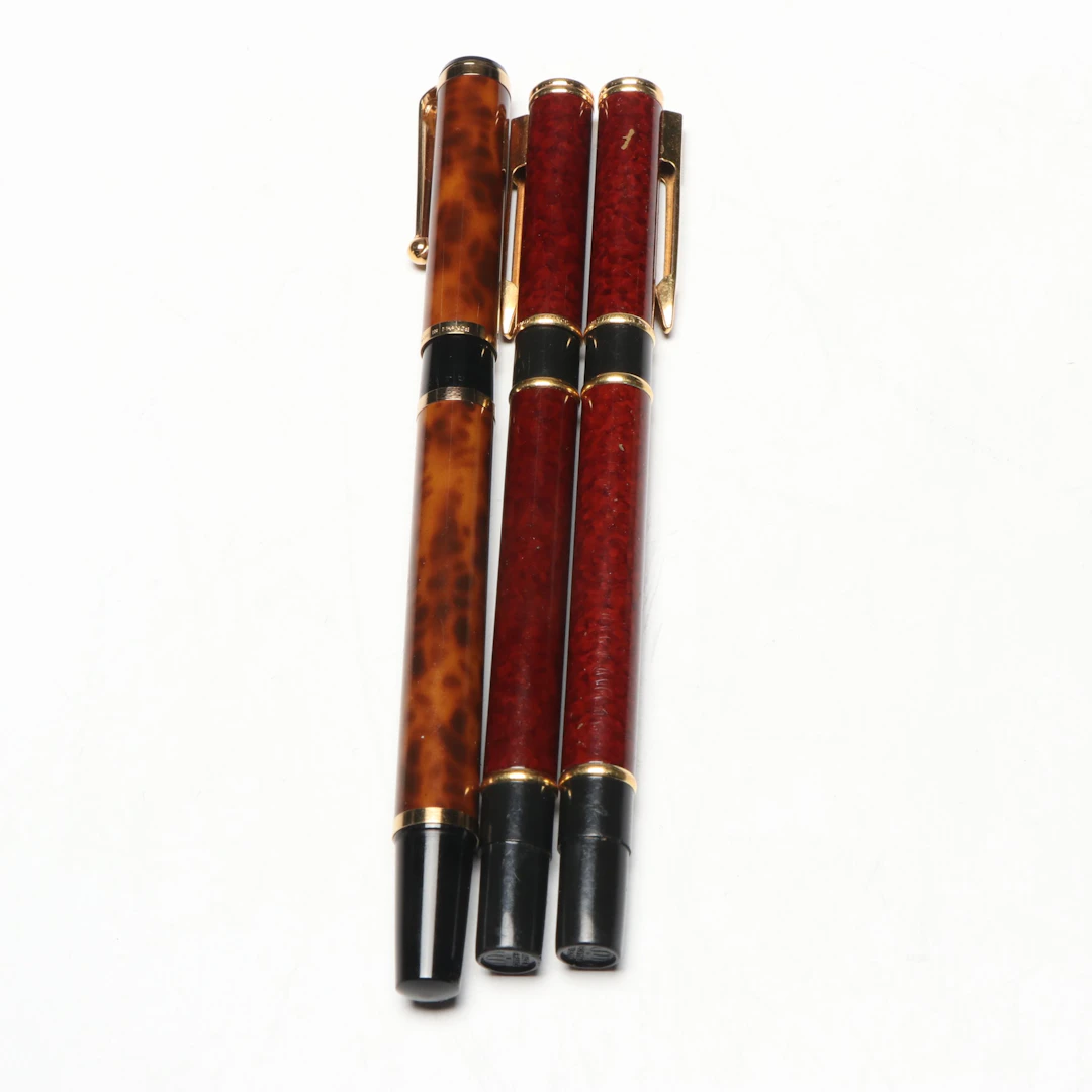 Waterman Lacquer Tortoiseshell Patterned Ballpoint Pen and Fountain Pen