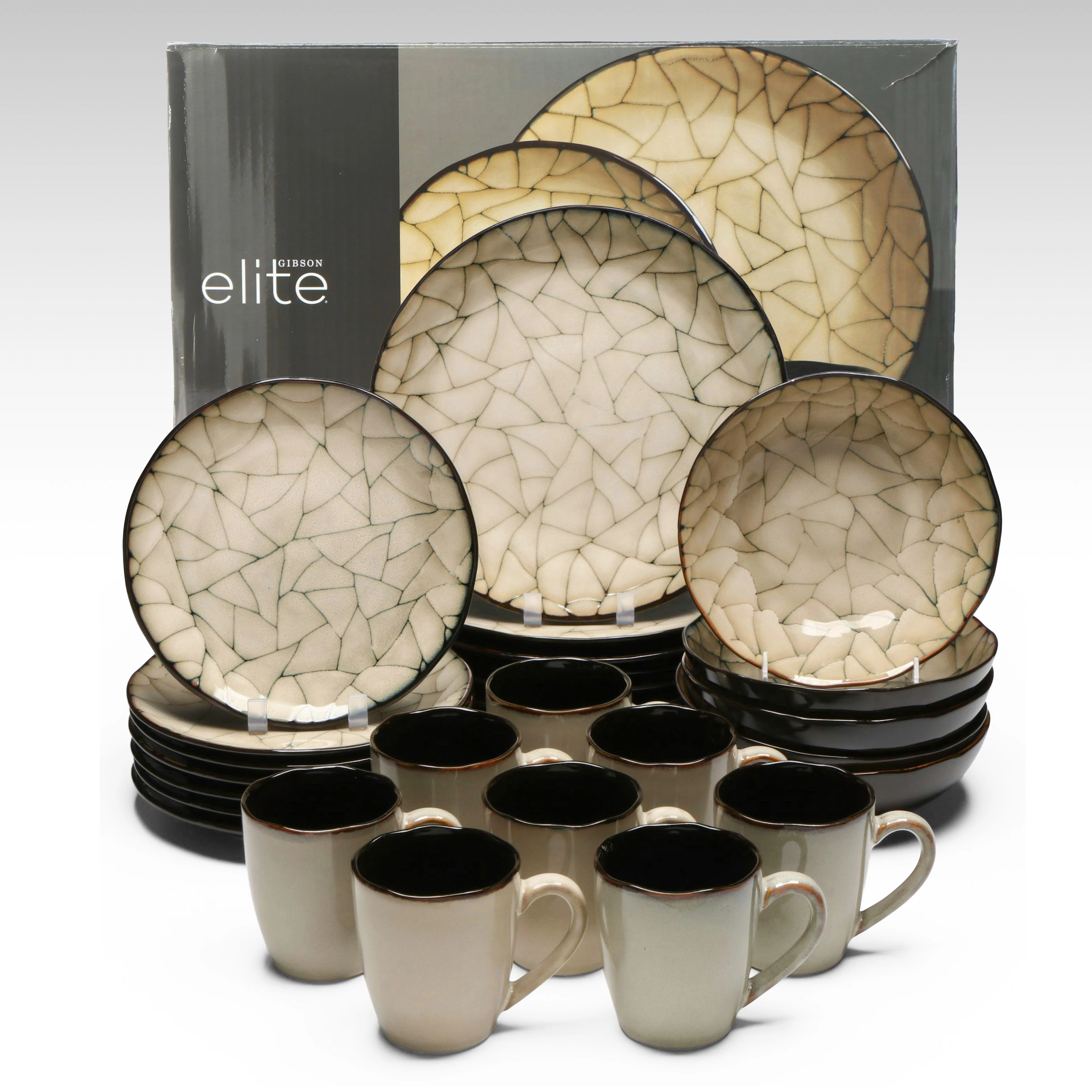 Gibson "Elite Zambezi" Ceramic Mugs, Bowls, and Plates