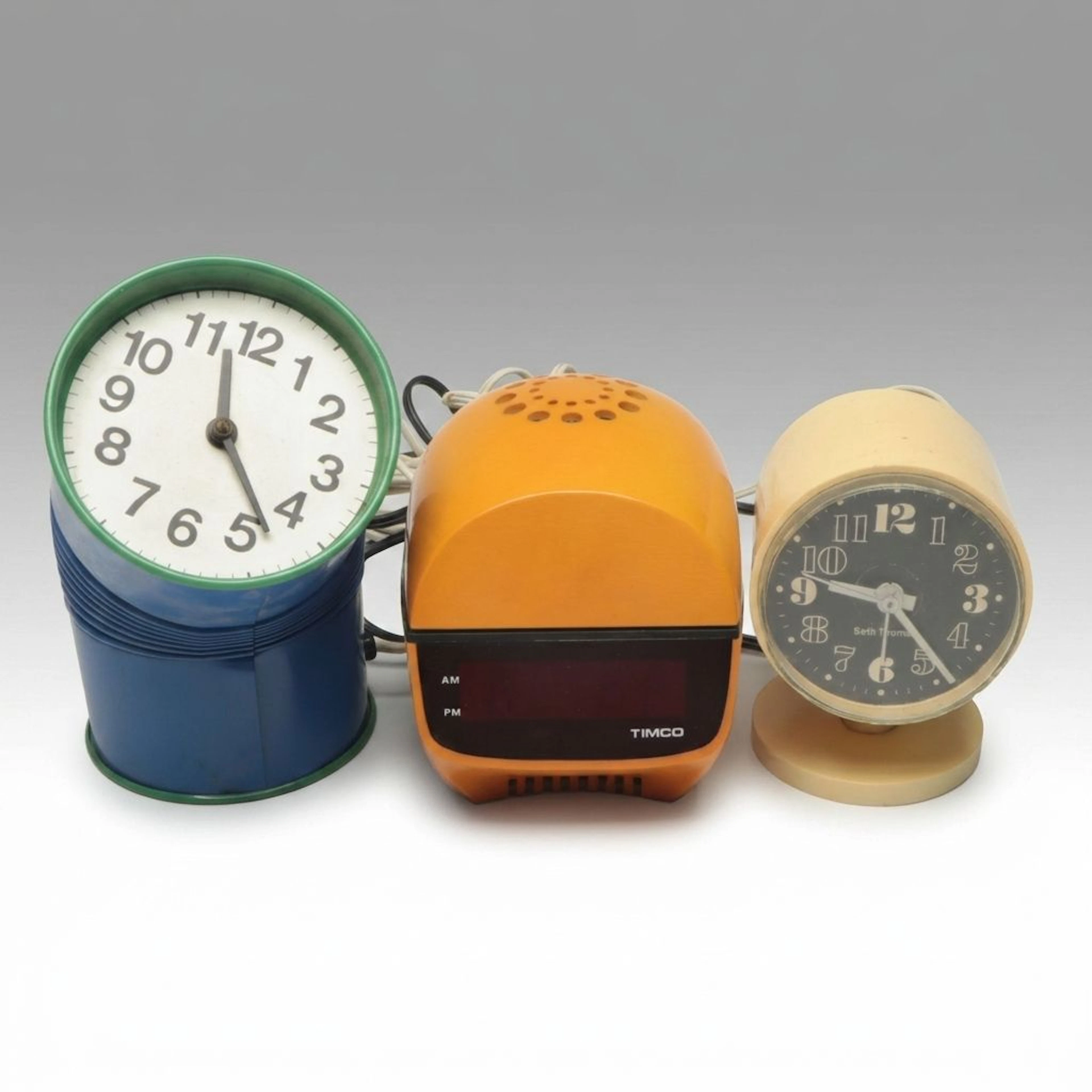 Elbo Products Desk Clock, Seth Thomas Alarm Clock and Timco Lamp Clock