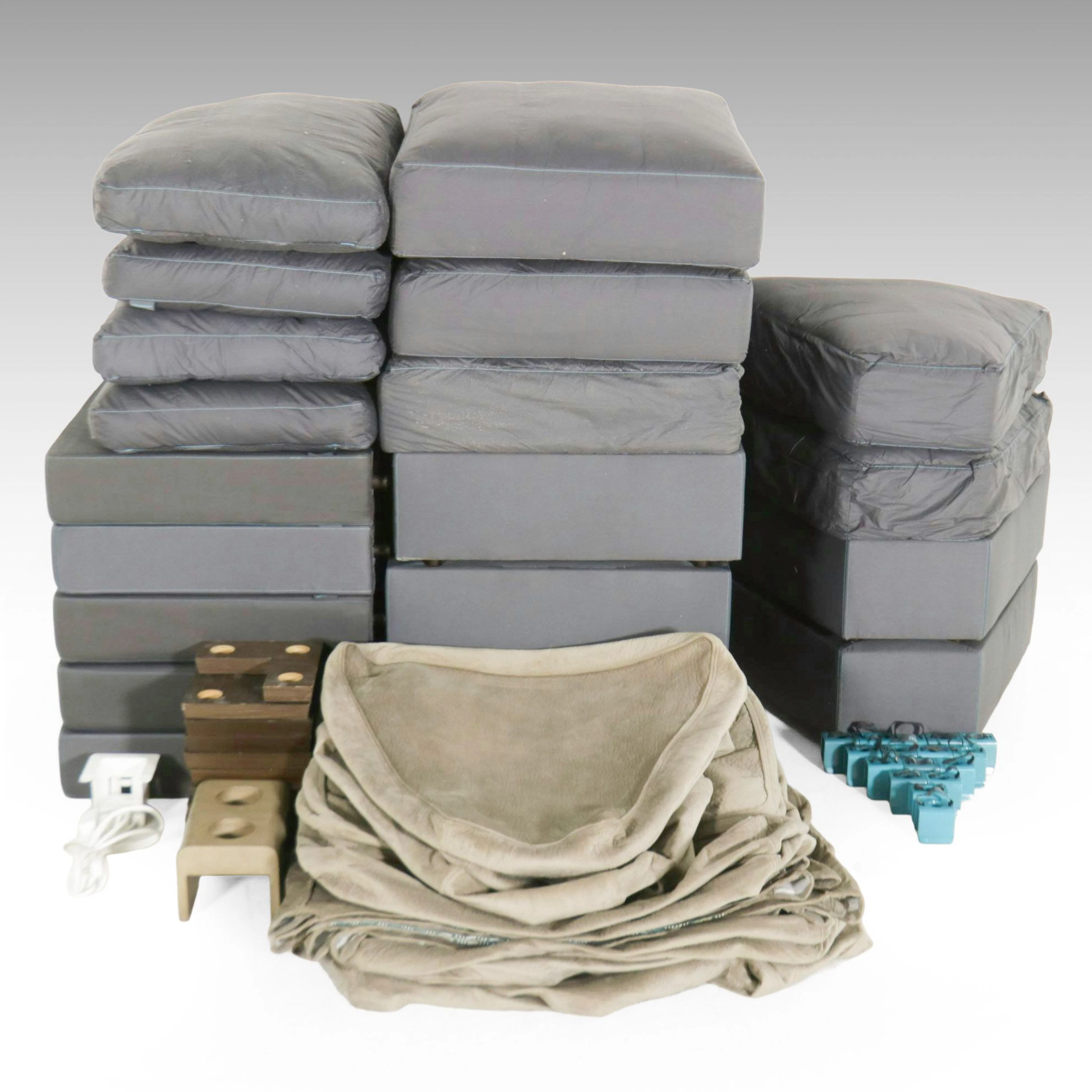 Contemporary LoveSac Modular Sofa Sections with Taupe Covers