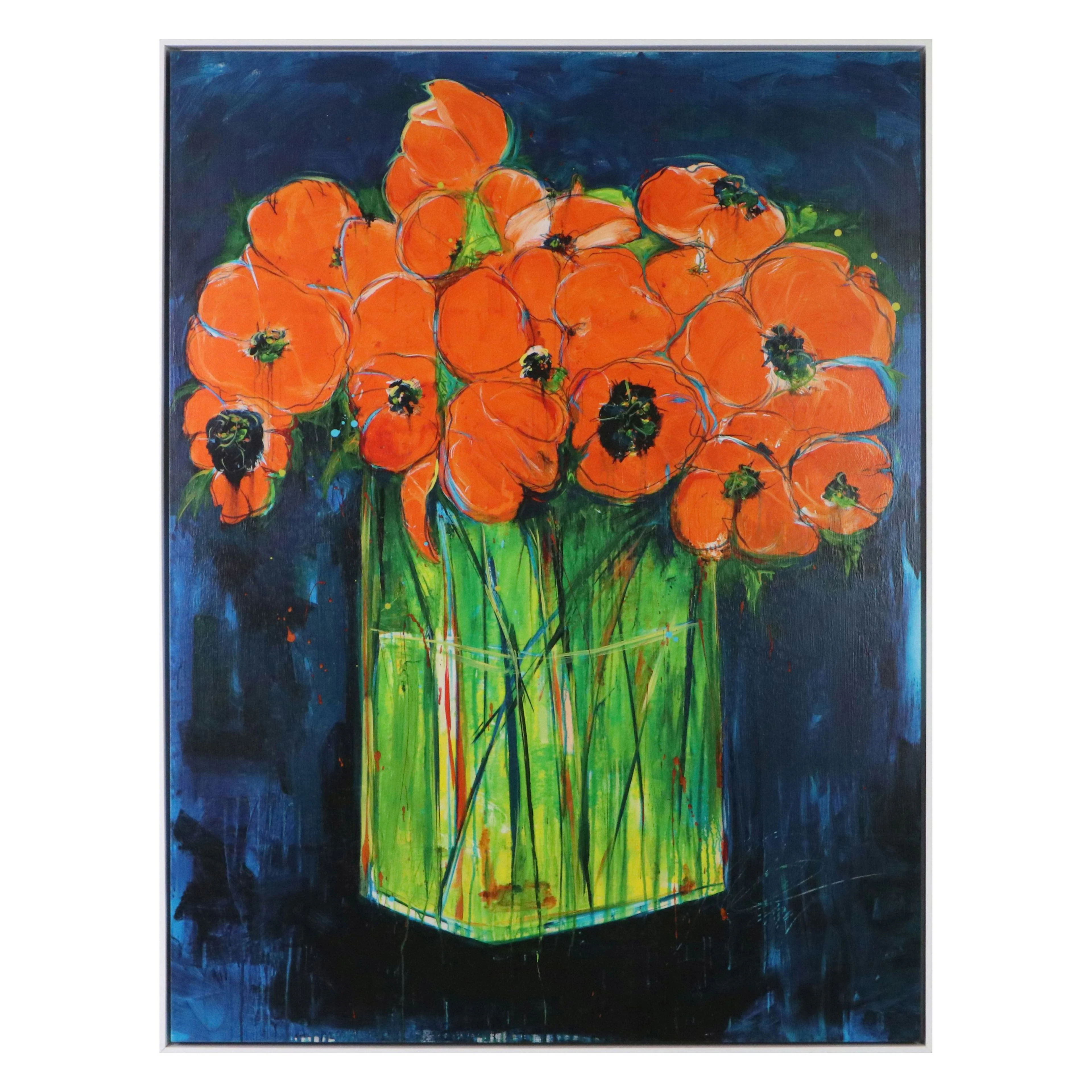 Embellished Giclée After Gloria Rosenthal "Still Life with Flowers II"