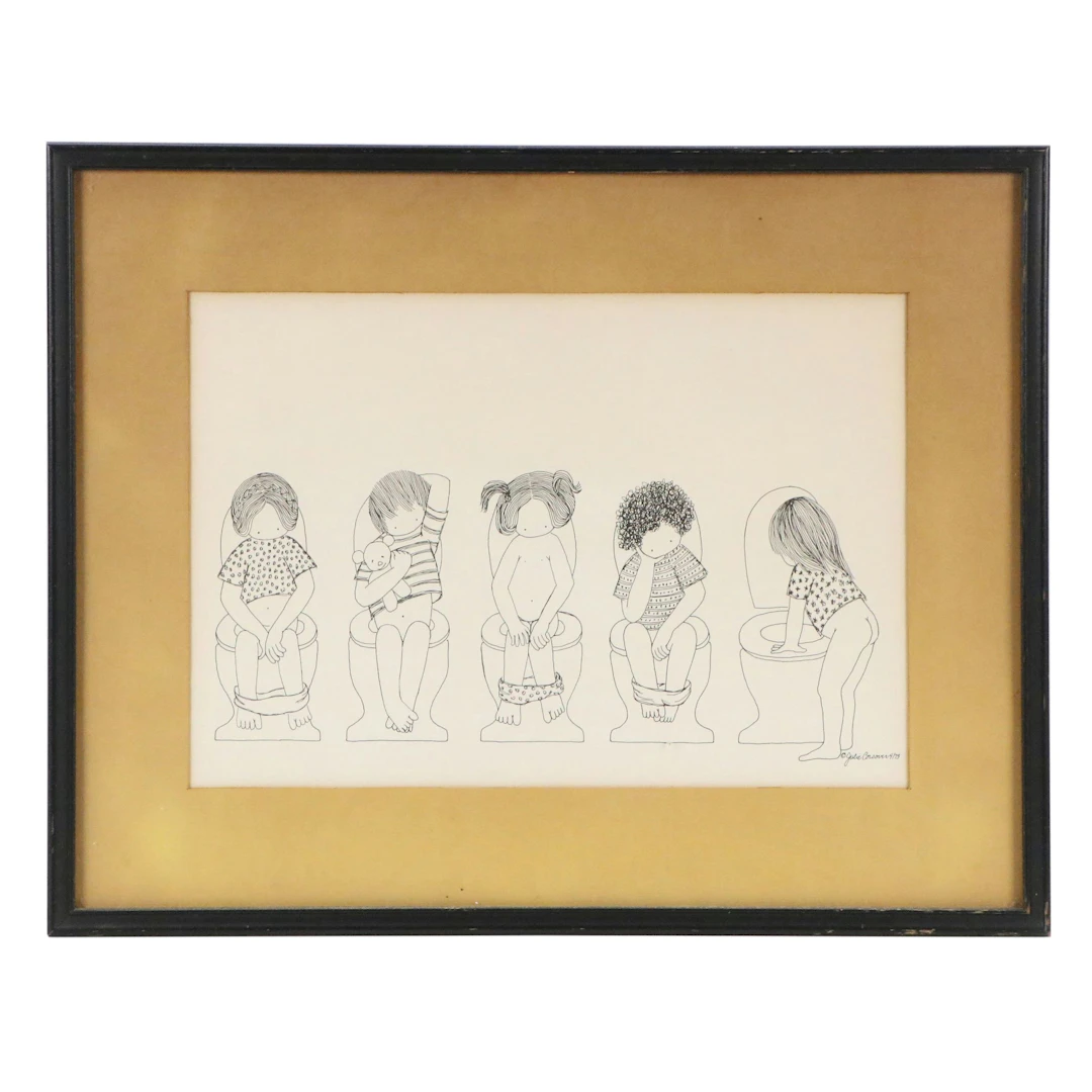 Julie Corsover Lithograph "Toilets," 1973