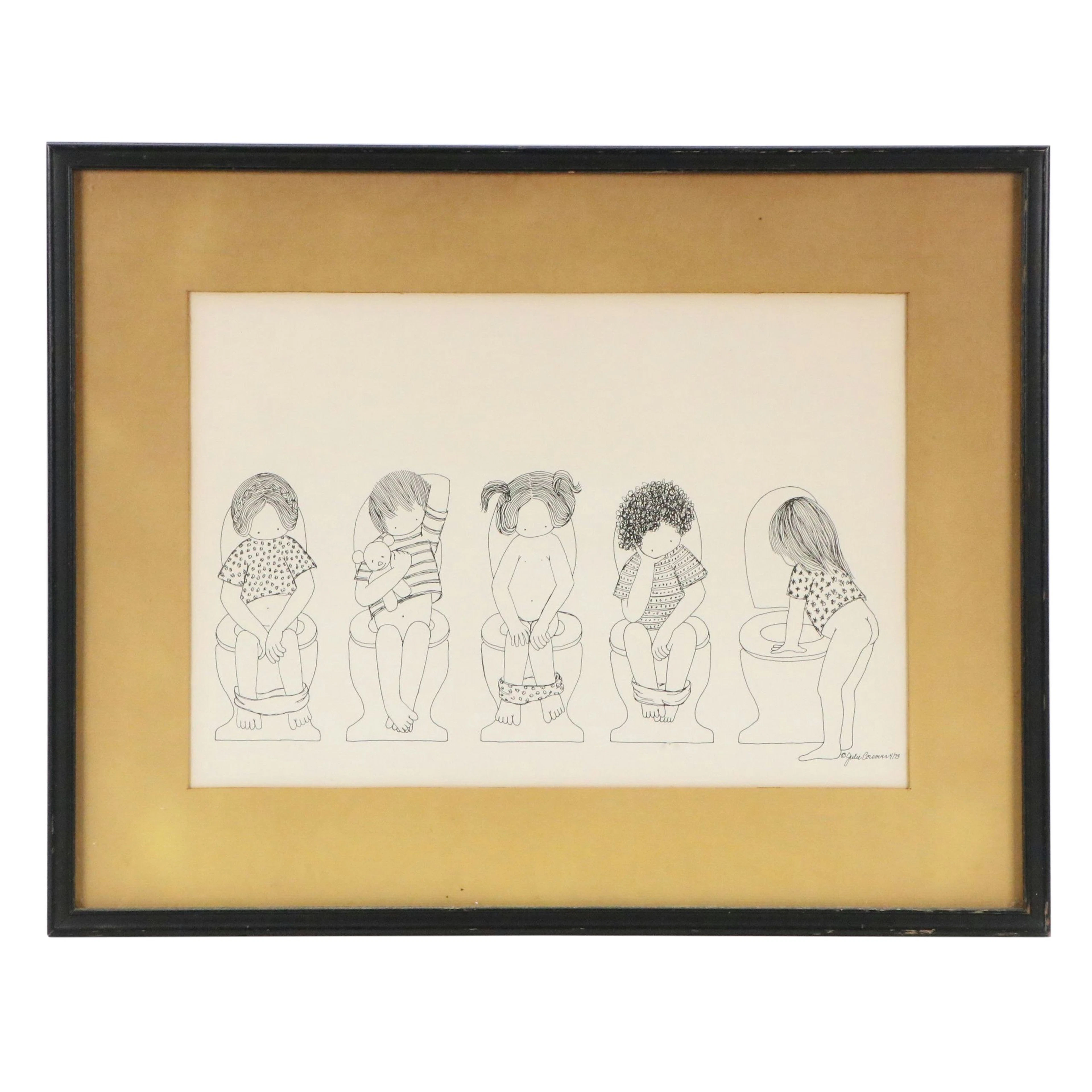 Julie Corsover Lithograph "Toilets," 1973