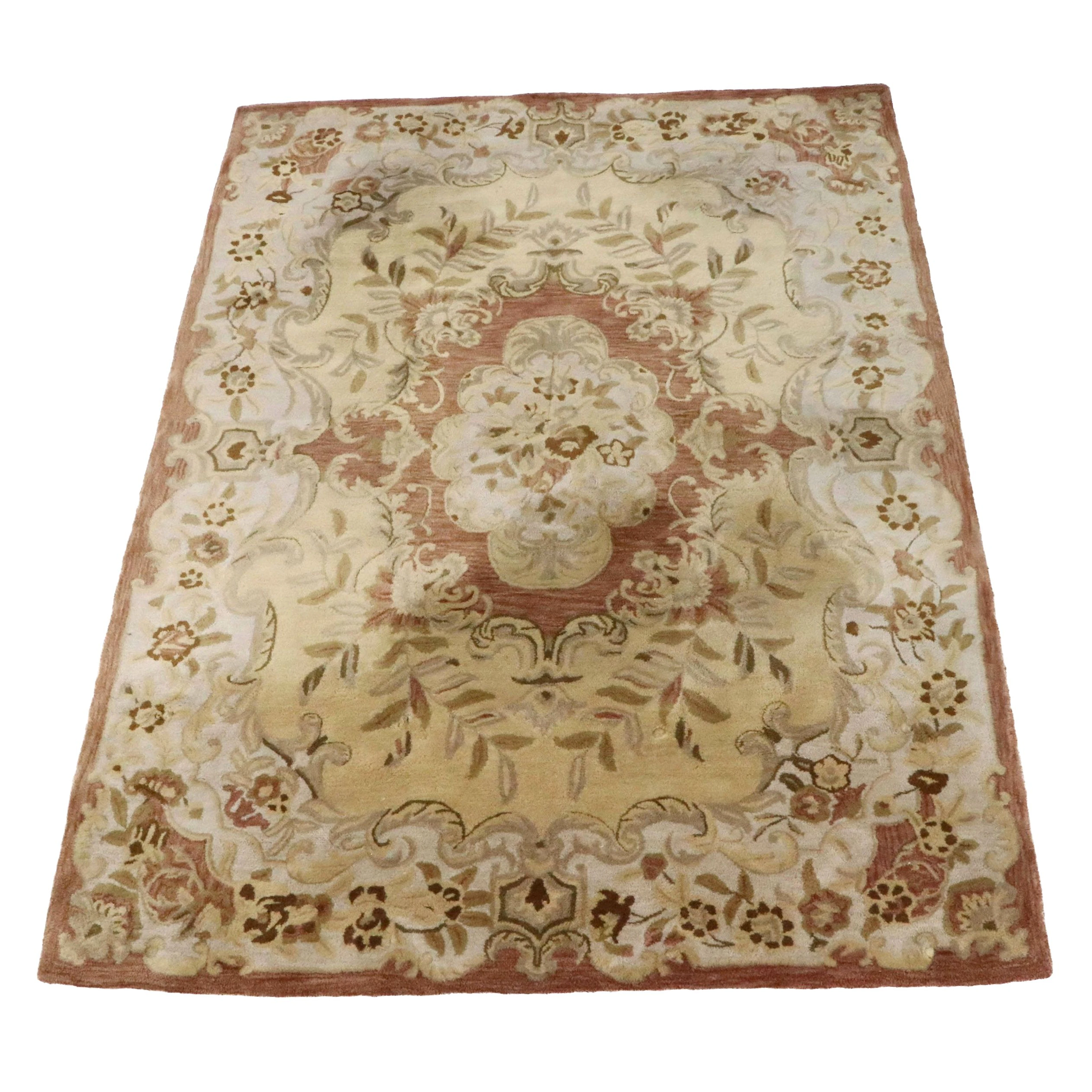 7'9 x 10'6 Hand-Tufted Indian Wool Blend "Versailles" Floral Area Rug