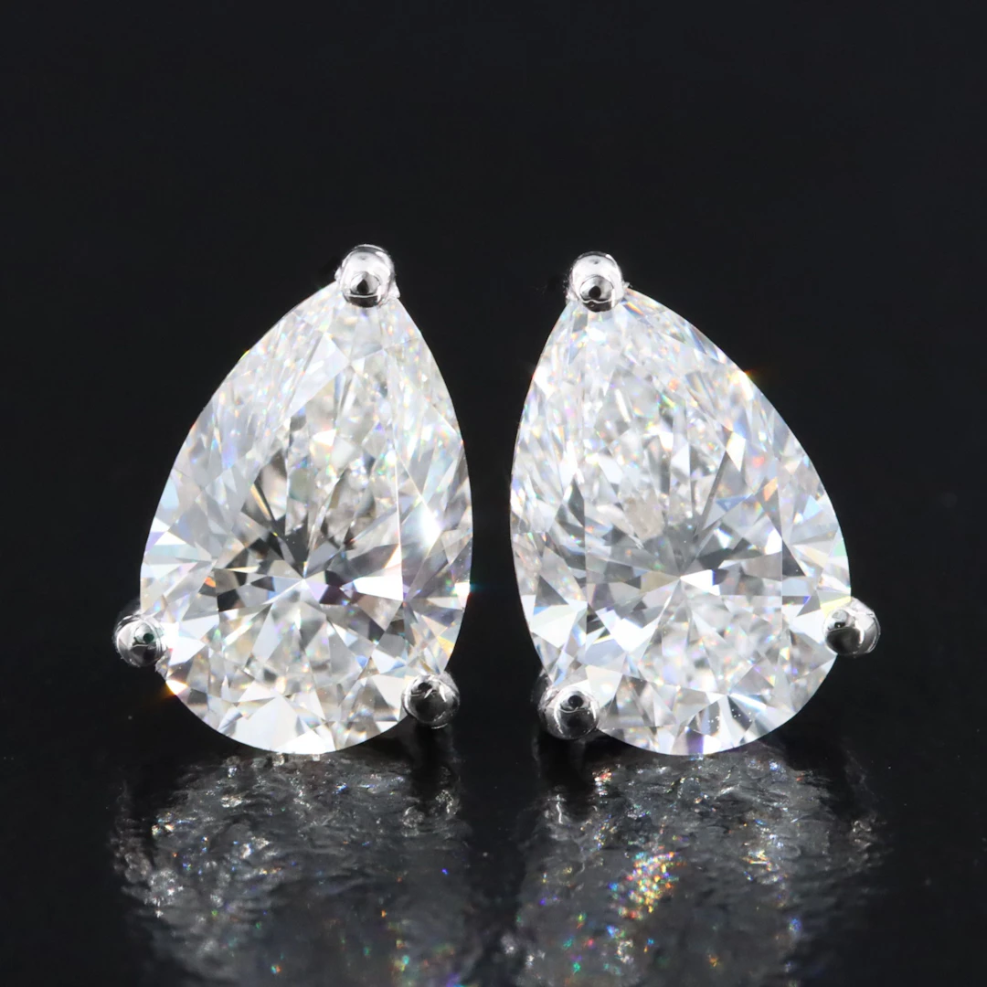 14K 3.04 CTW Lab Grown Diamond Stud Earrings with IGI Reports