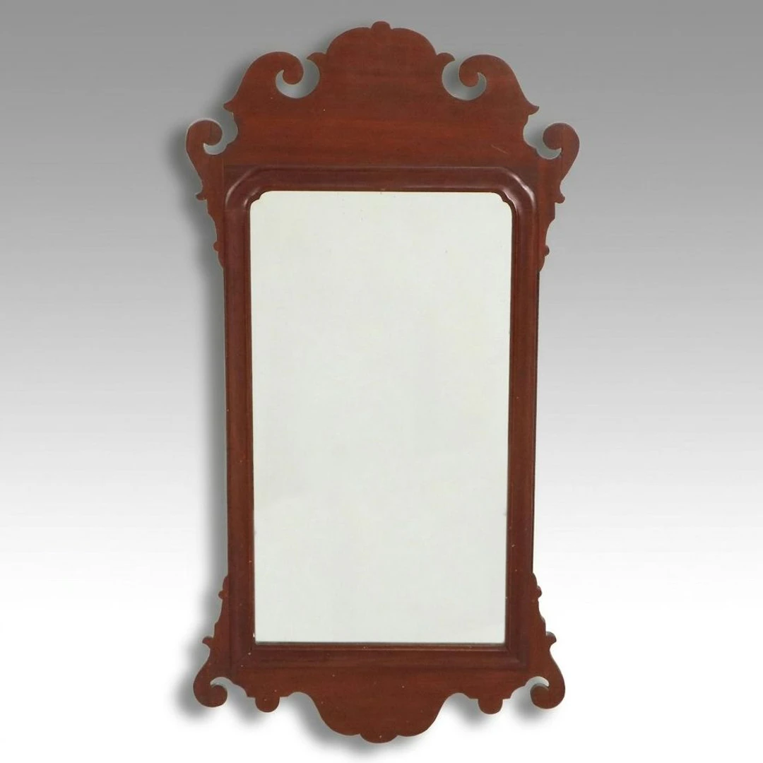 Chippendale Style Mahogany Fret-Carved Mirror, 19th Century