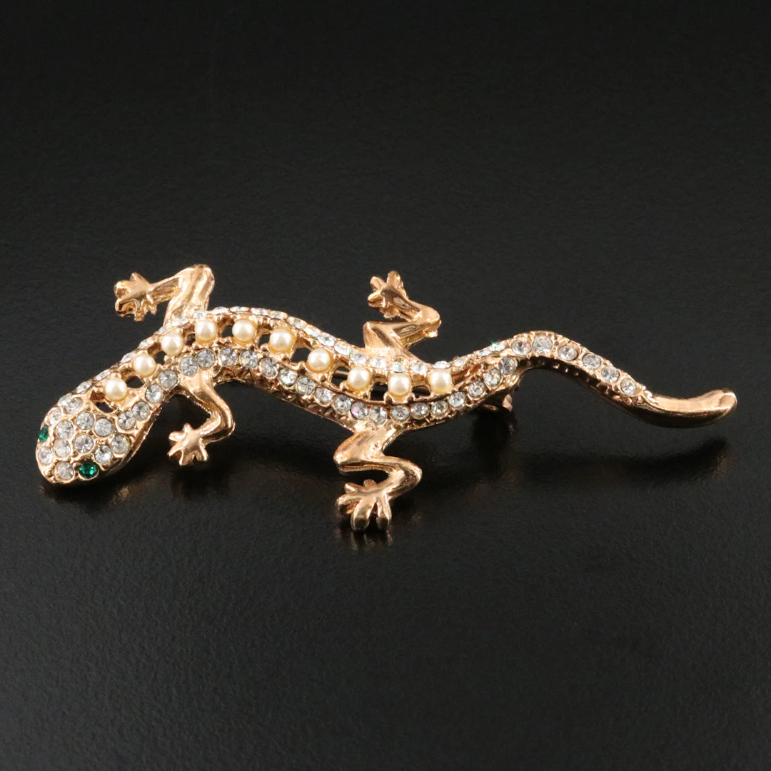Rhinestone Lizard Pin
