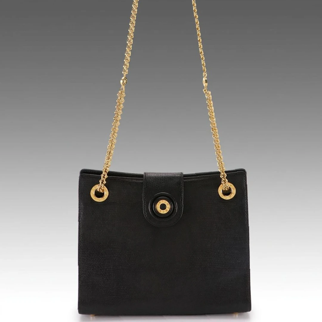 Tiffany & Co. Chain Shoulder Tote Bag in Lizard Embossed Leather
