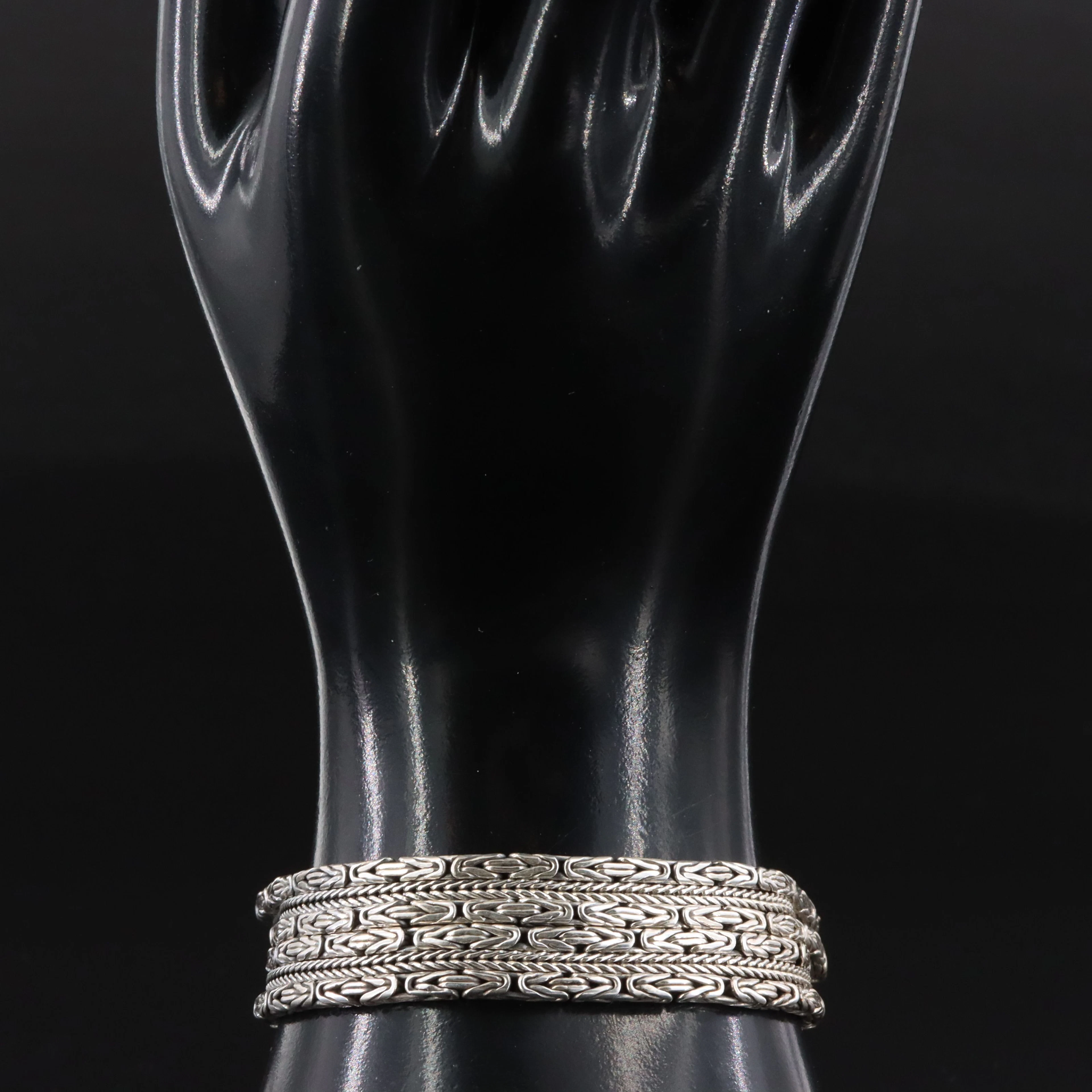 Sterling Byzantine and Foxtail Multi-Chain Bracelet