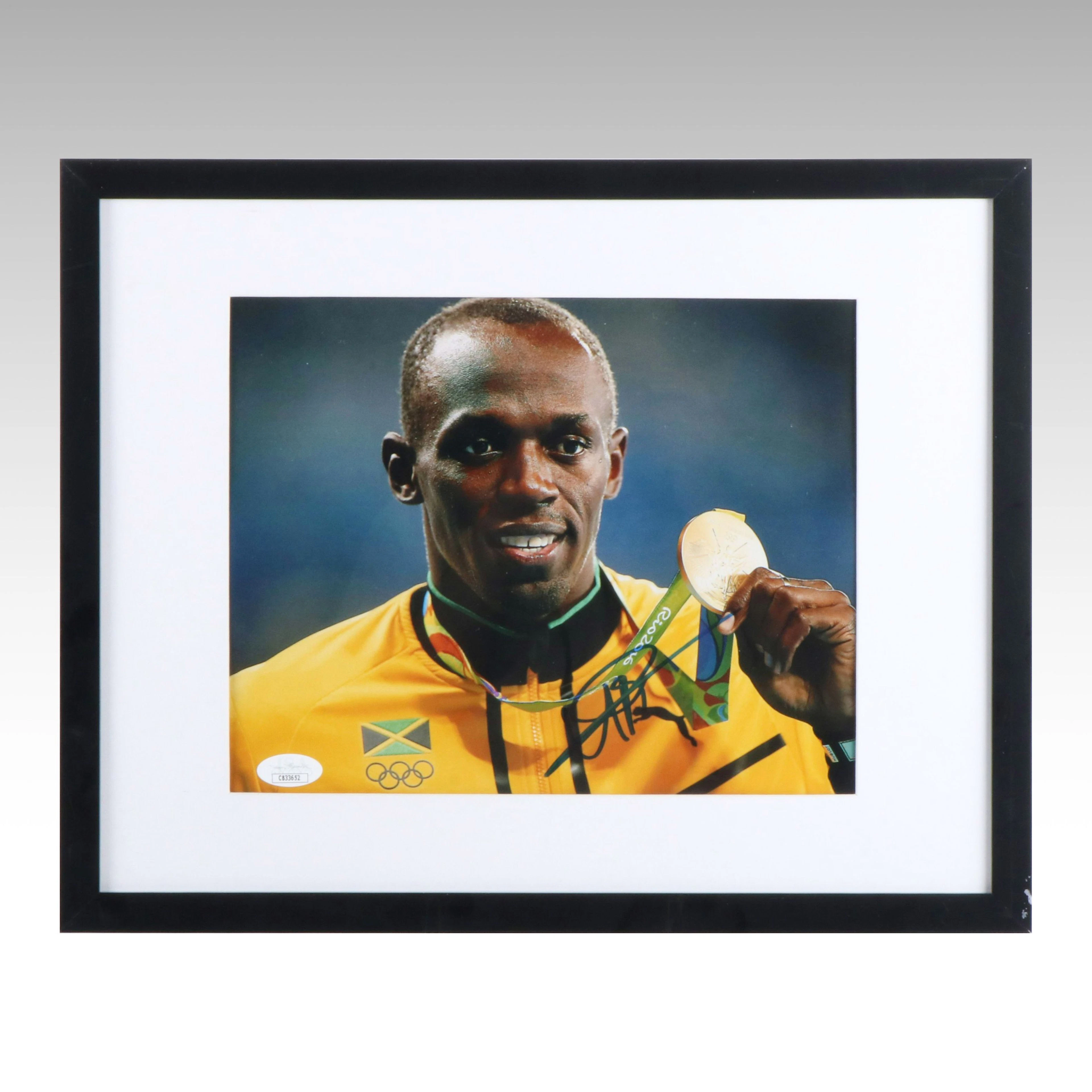 Usain Bolt Signed Olympic Print in Matted Frame, JSA
