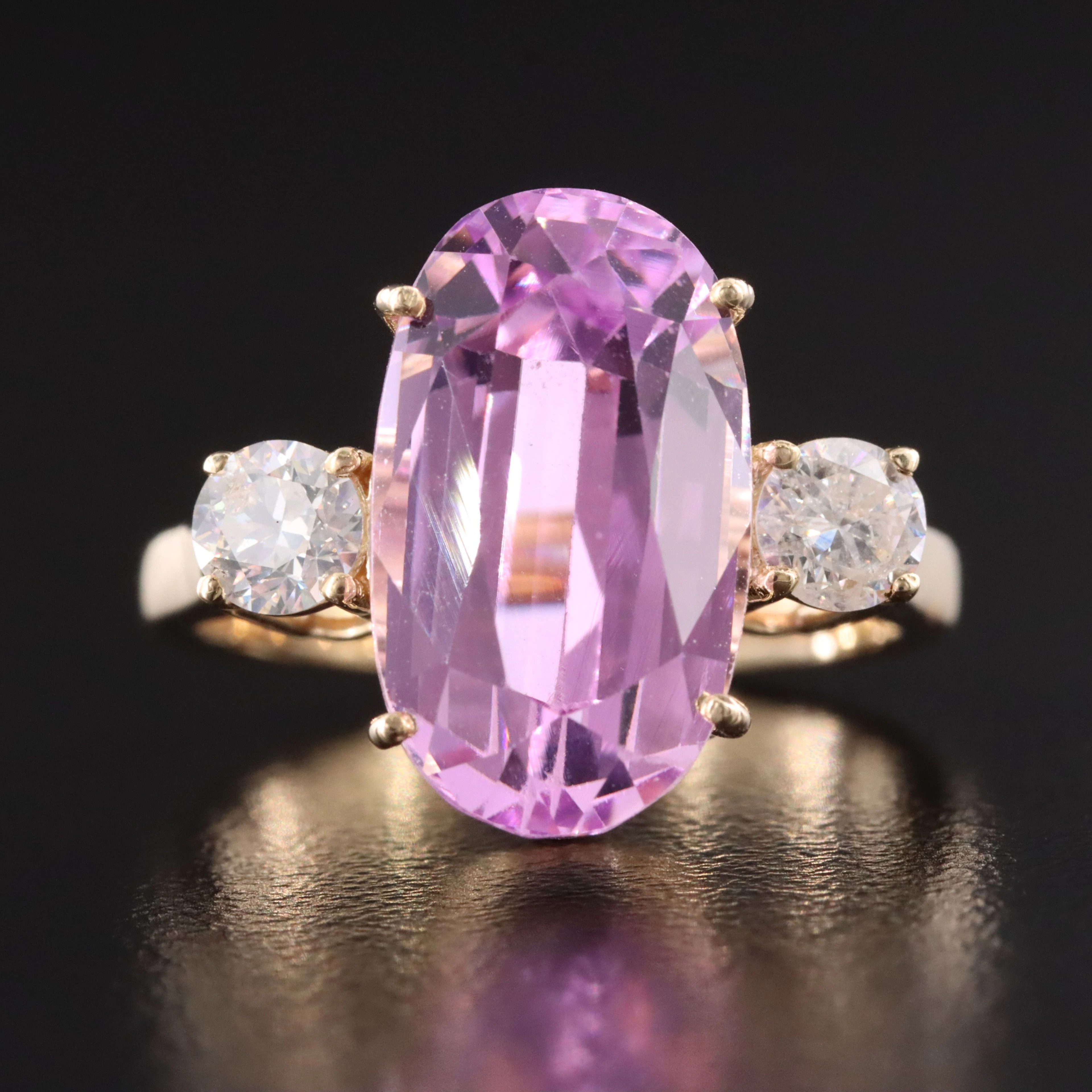 14K 8.17 CT Kunzite and Diamond Ring