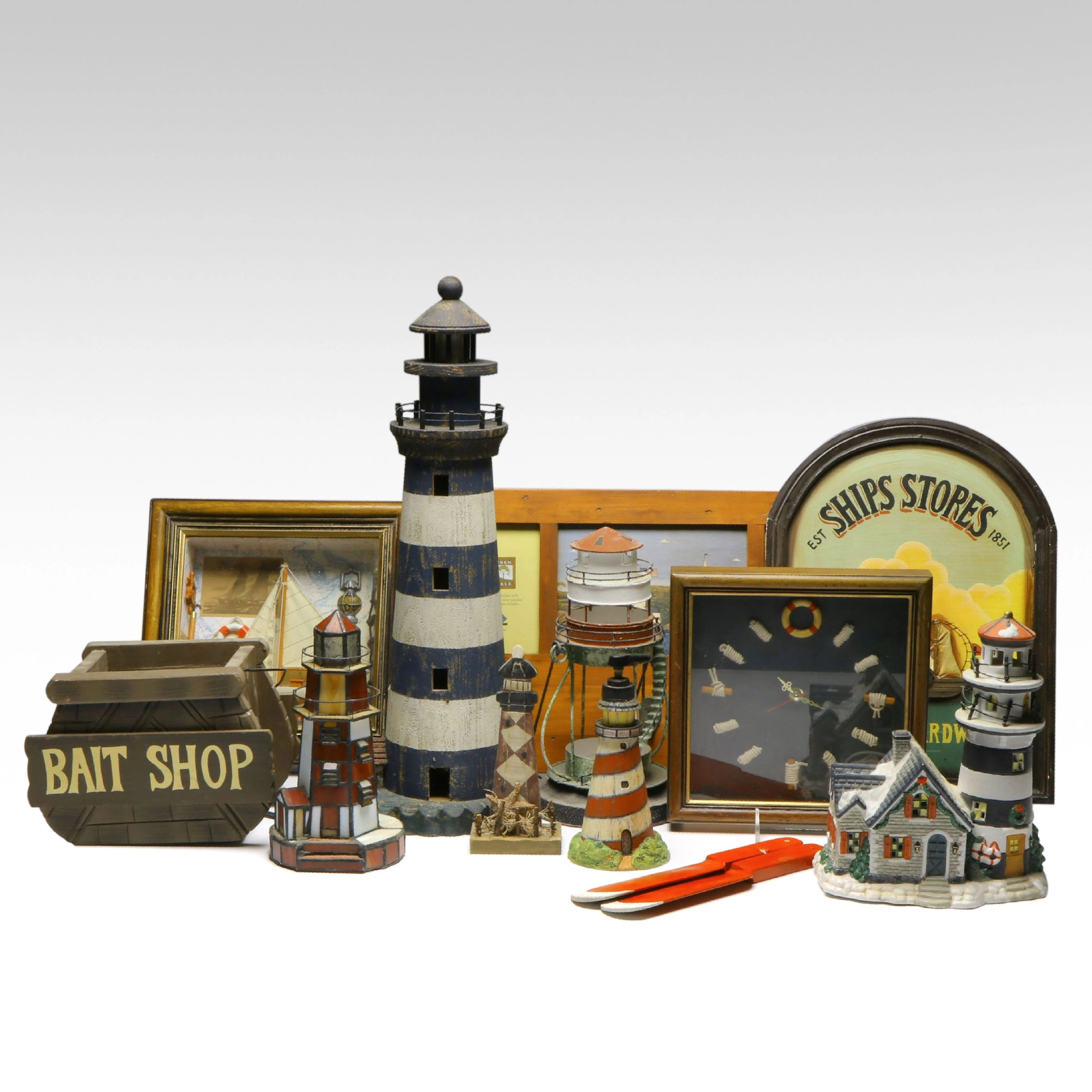 Slag Glass Lighthouse Accent Lamp with More Nautical Home Décor