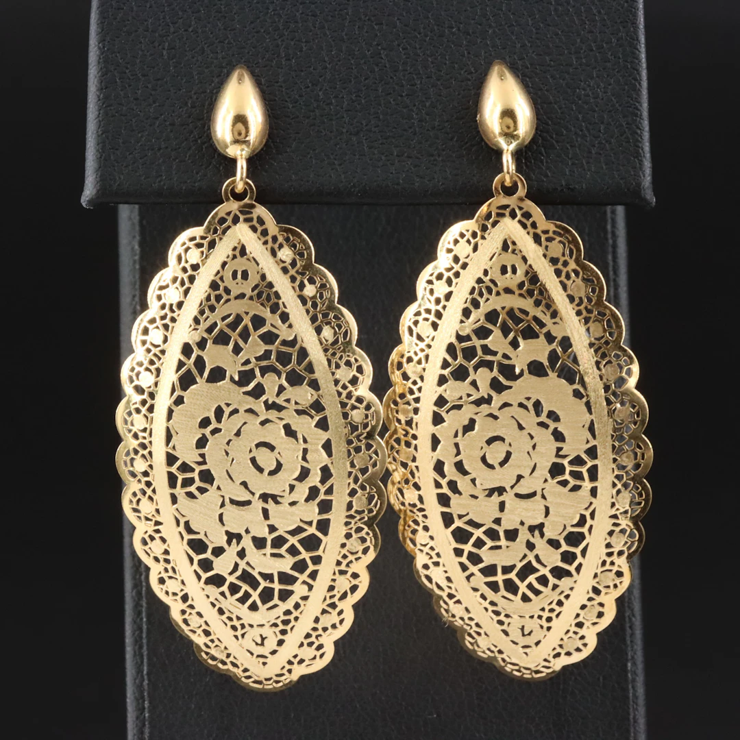 Italian Milor 18K Rose Latticework Earrings