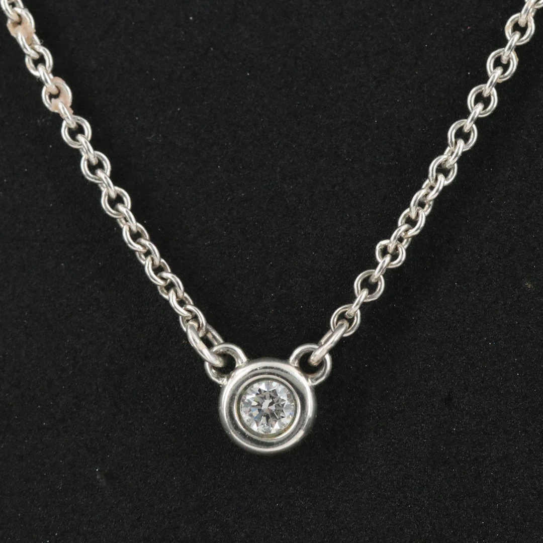 Elsa Peretti for Tiffany & Co. Sterling Diamond Solitaire Necklace