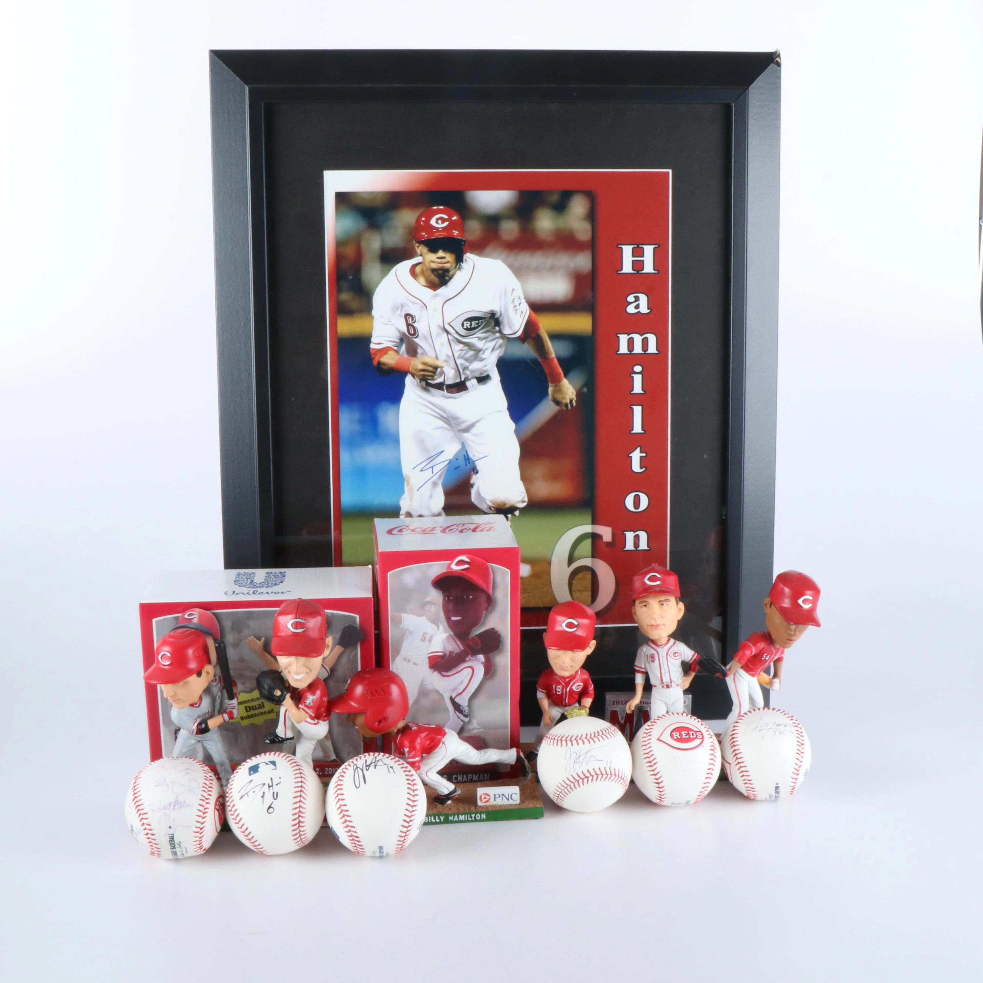 Cincinnati Reds Bobbleheads, Signed Baseballs and Poster, Votto, Hamilton