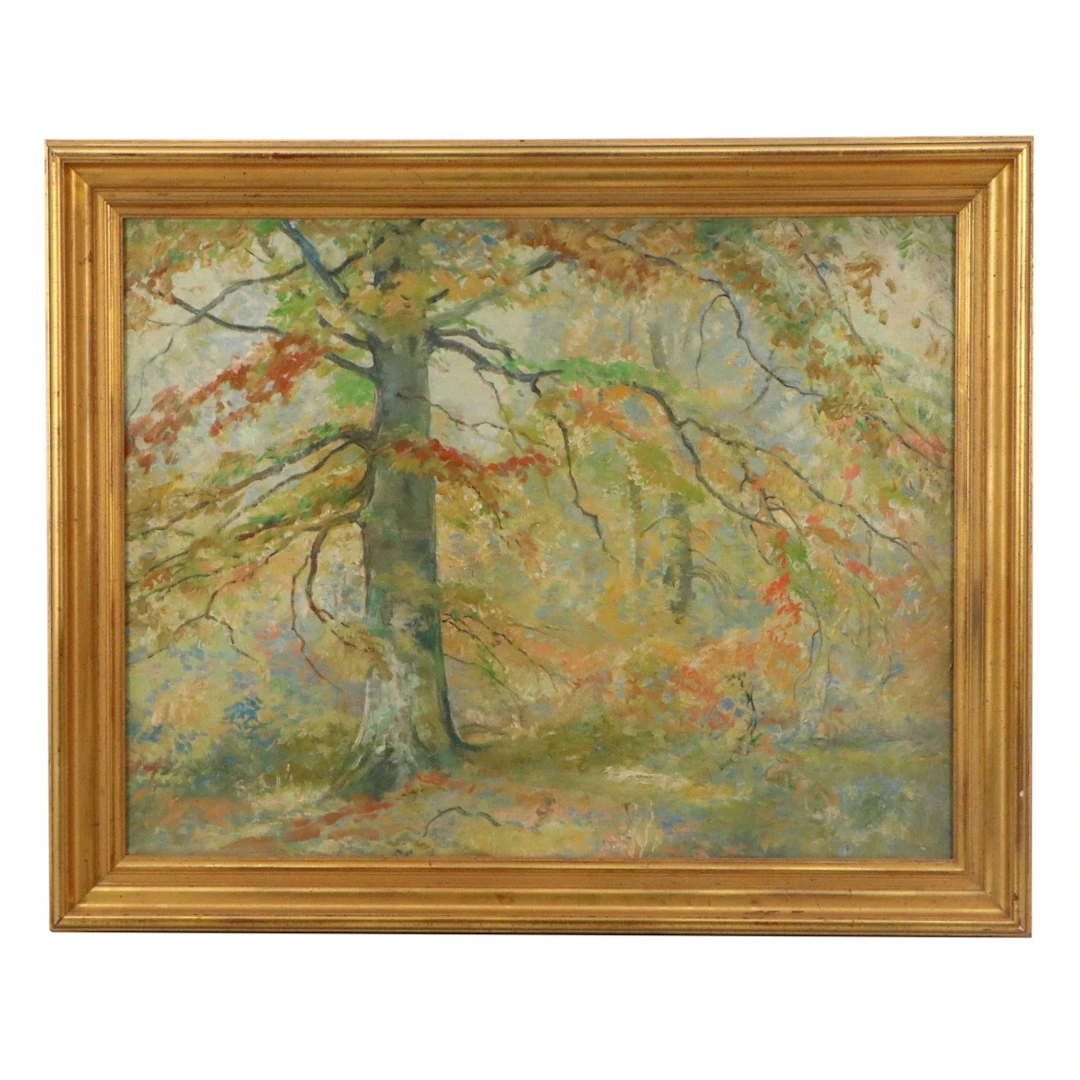Forest Landscape Oil Painting, Late 20th Century