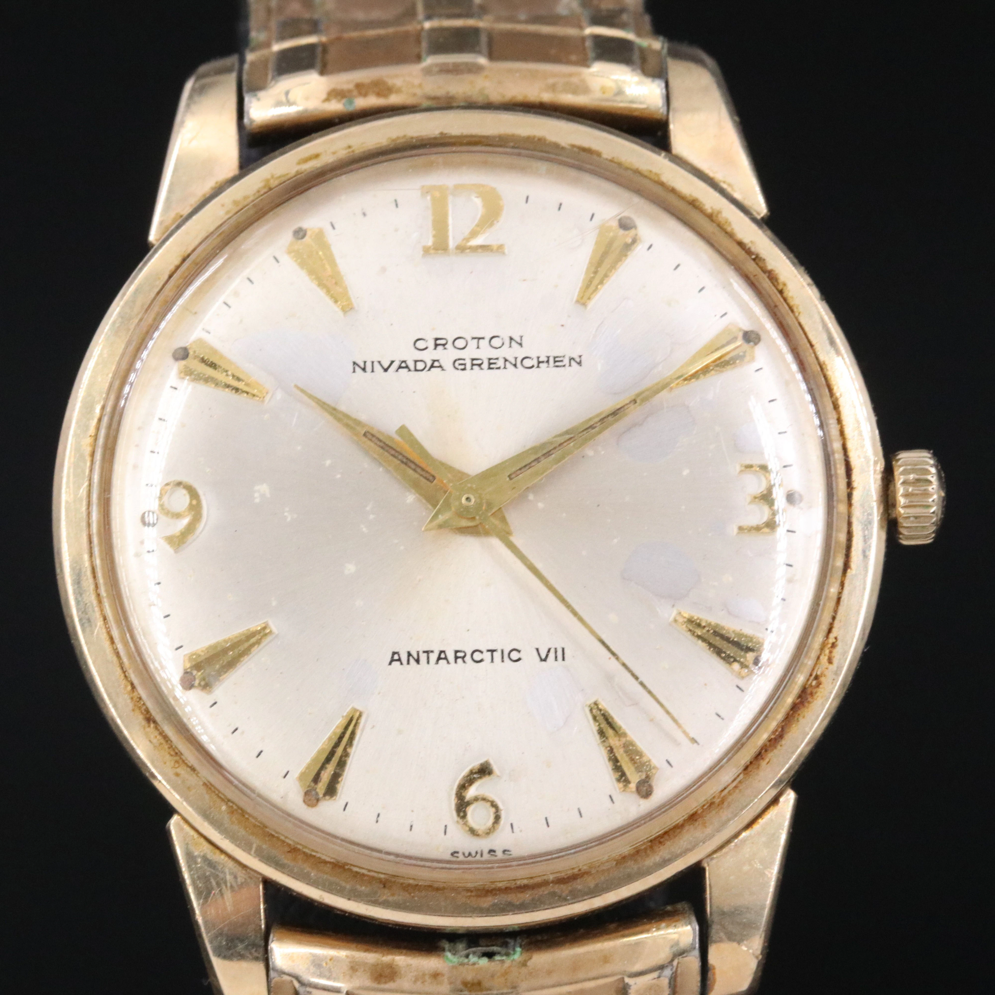 Vintage Croton Nivada Grenchen Antarctic VII 10K Gold Filled Watch