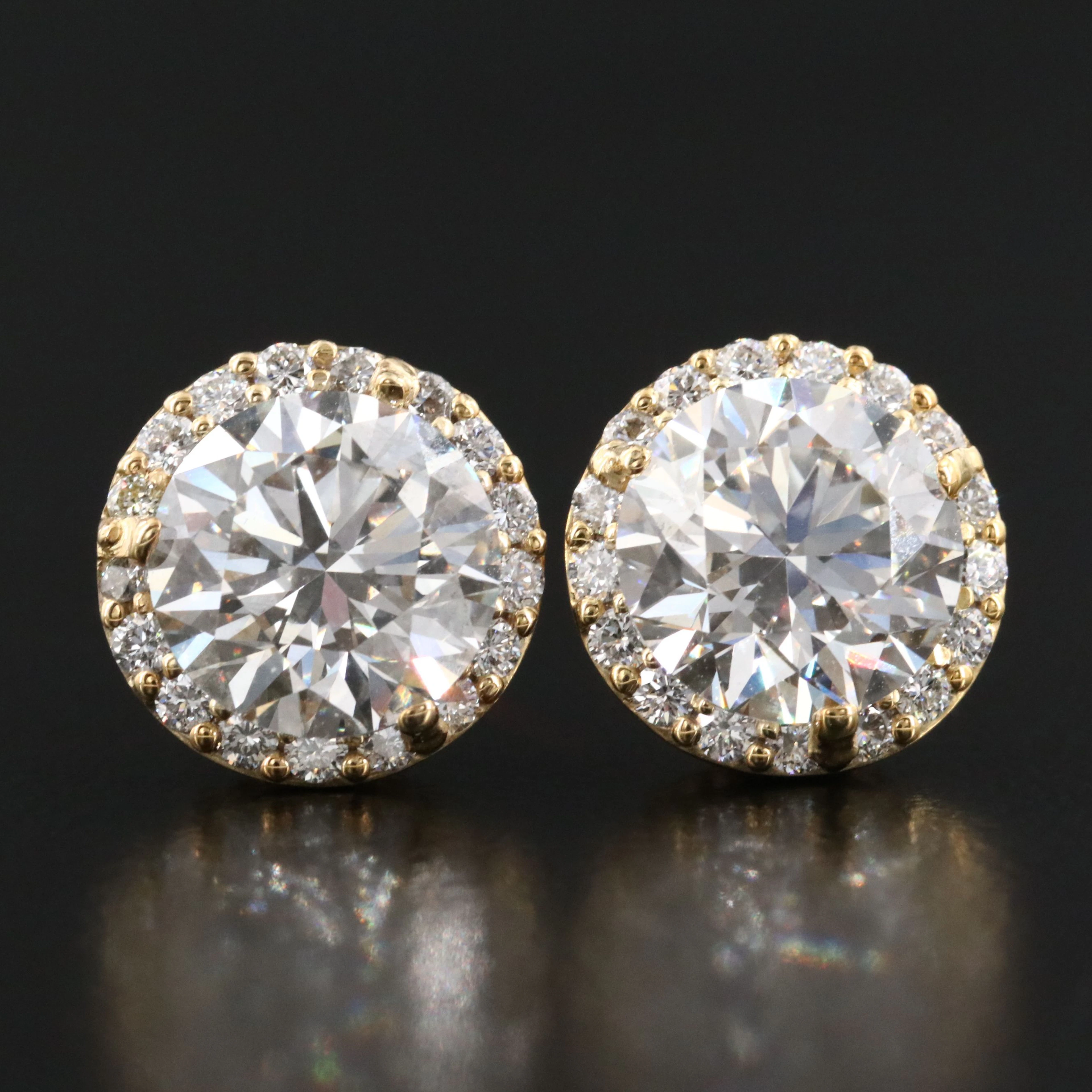 18K 4.56 CTW Lab Grown Diamond Halo Earrings with IGI Reports