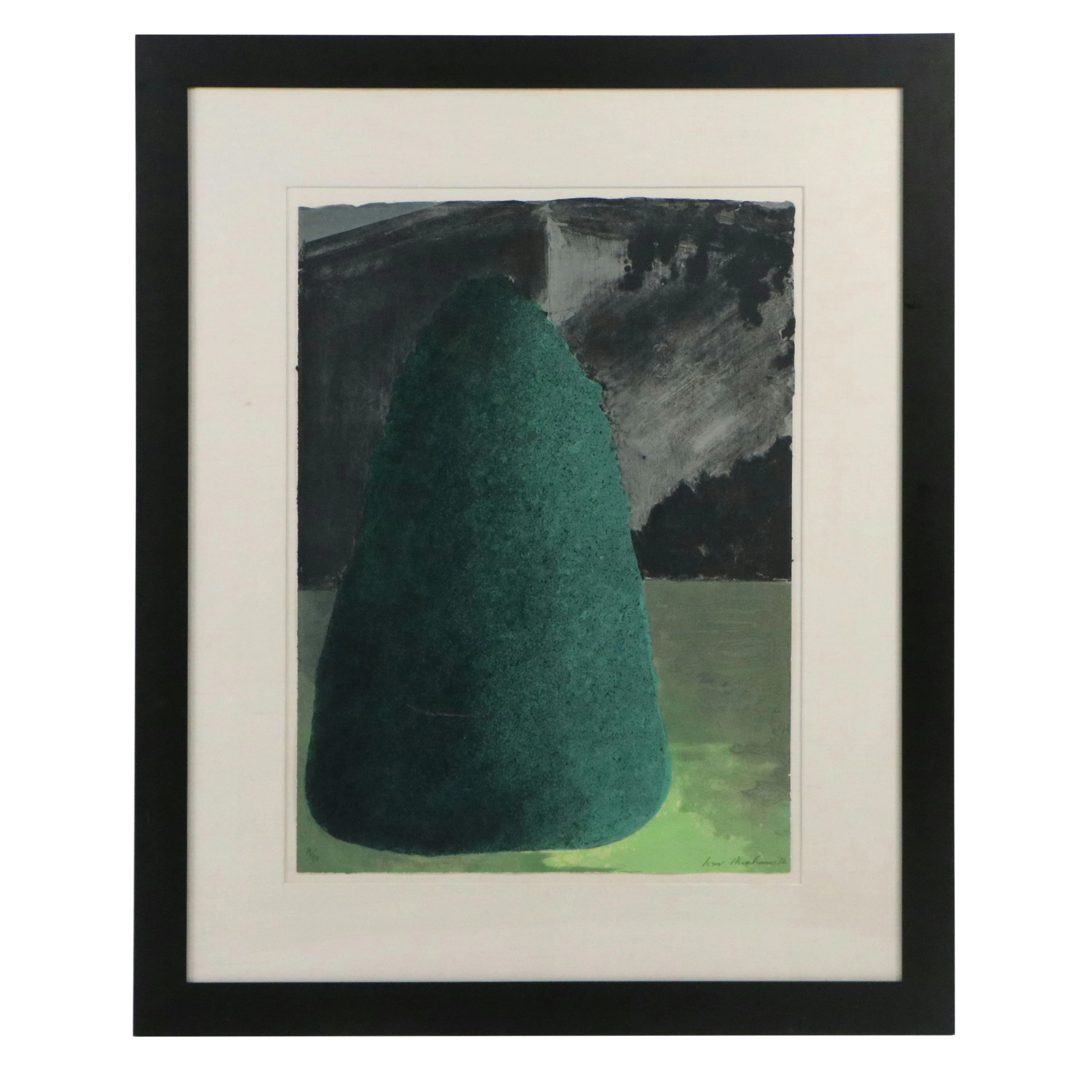 Ivor Abrahams Color Lithograph "Suburban Shrubs," 1972