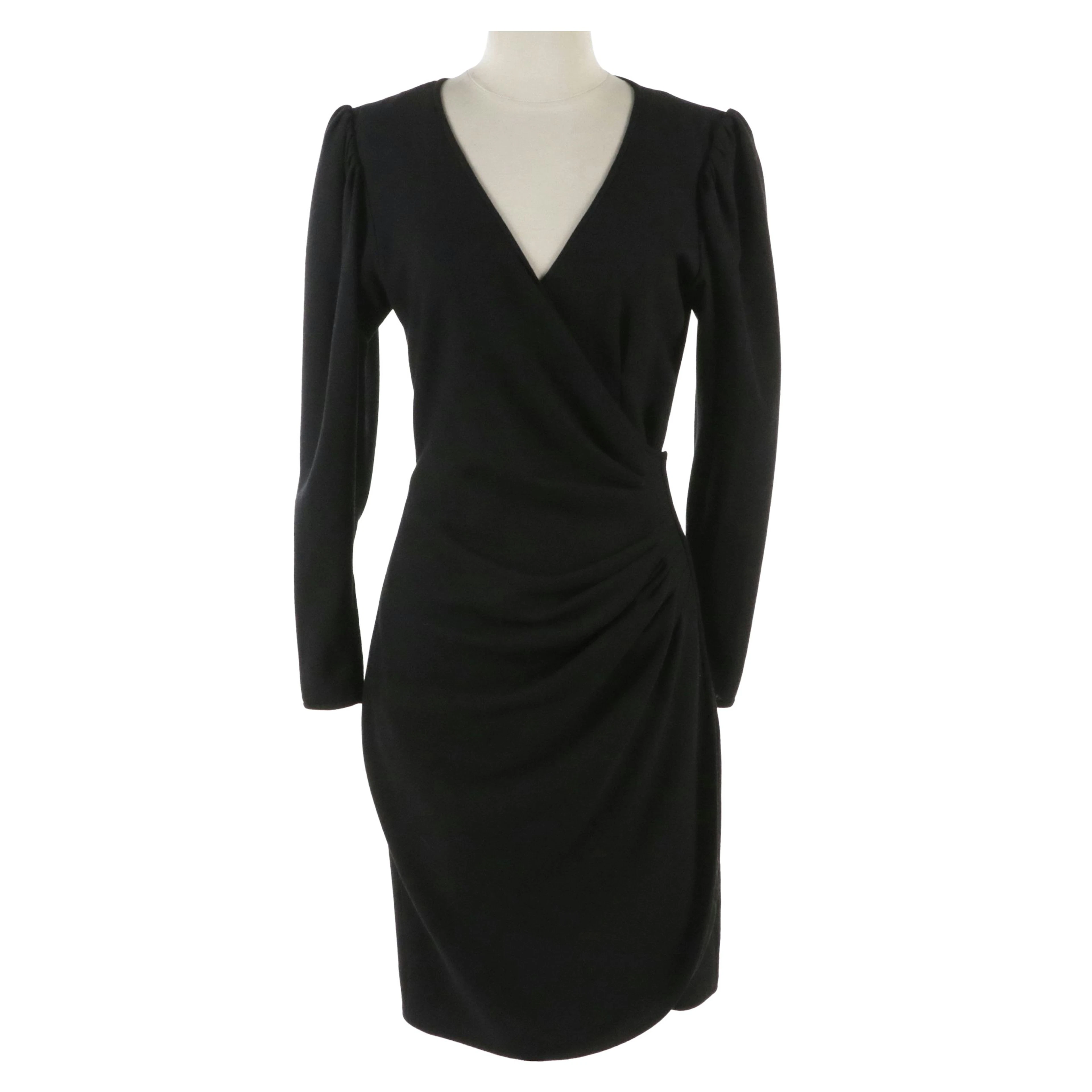 Emanuel Ungaro Side Ruched Puff Sleeve Cocktail Dress, 1980s