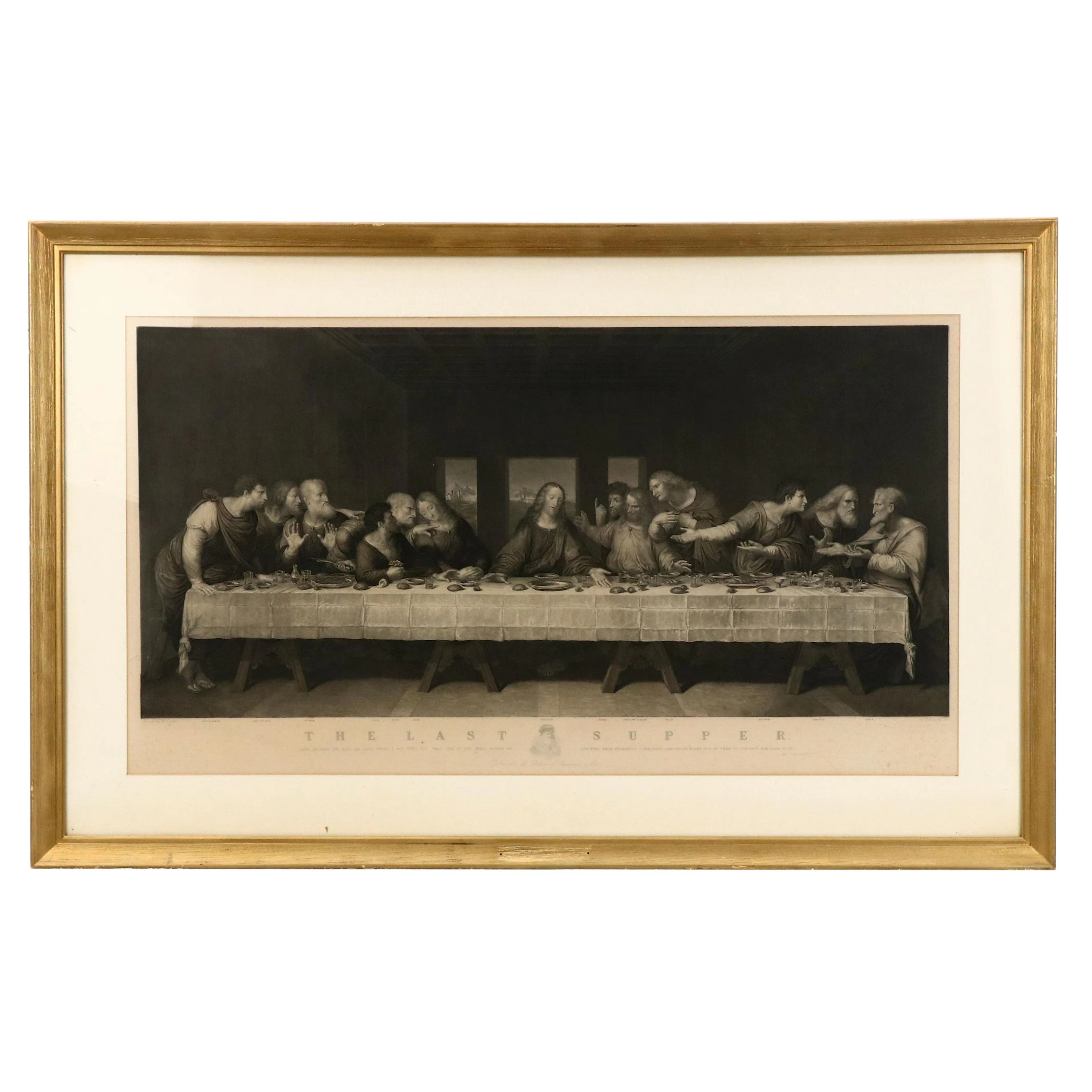 A.L. Dick Engraving After Leonardo da Vinci "The Last Supper", Mid-19th Century