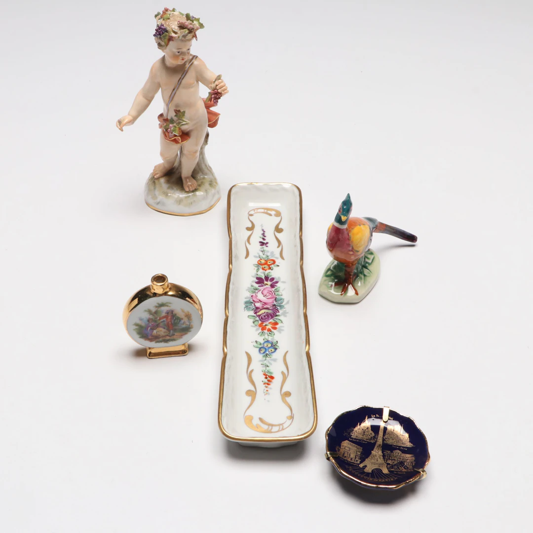Meissen Porcelain Figurine with English Pheasant and More Décor