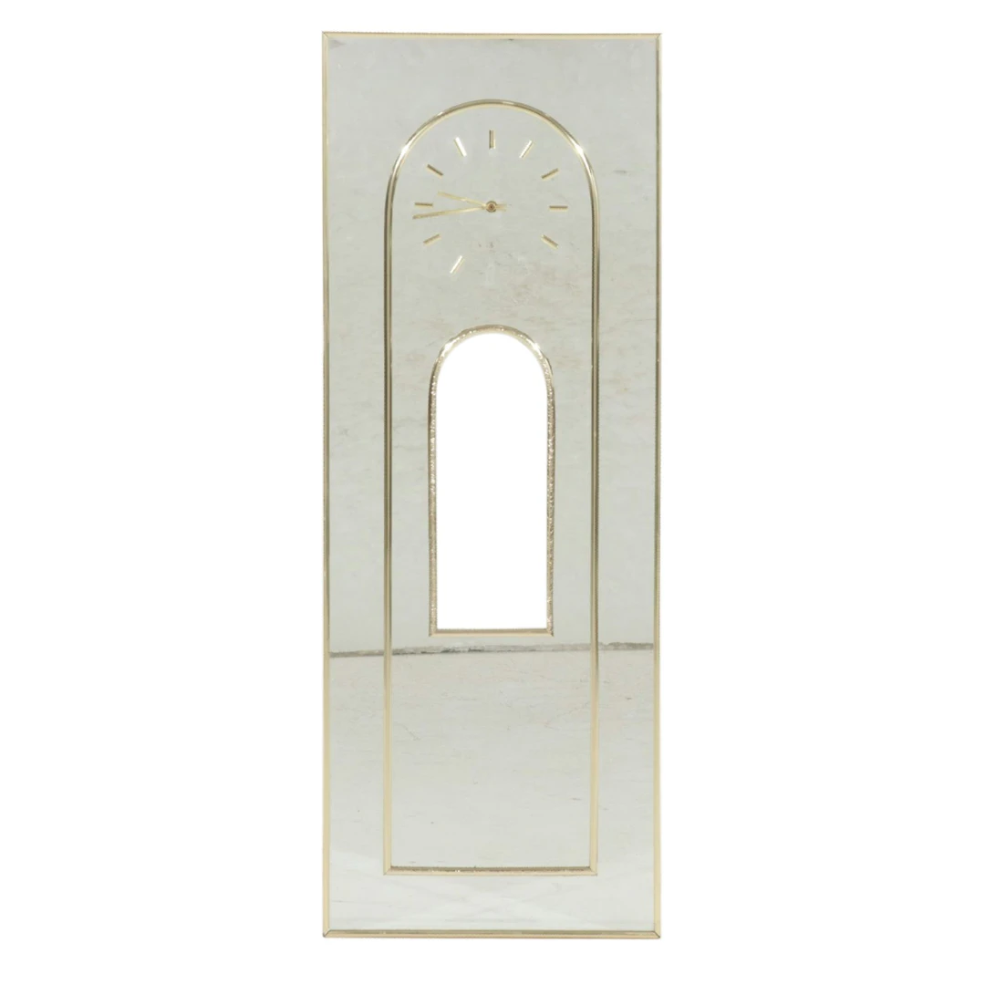 Modernist Wall Mirror with Clock and Keyhole Opening, 21st Century