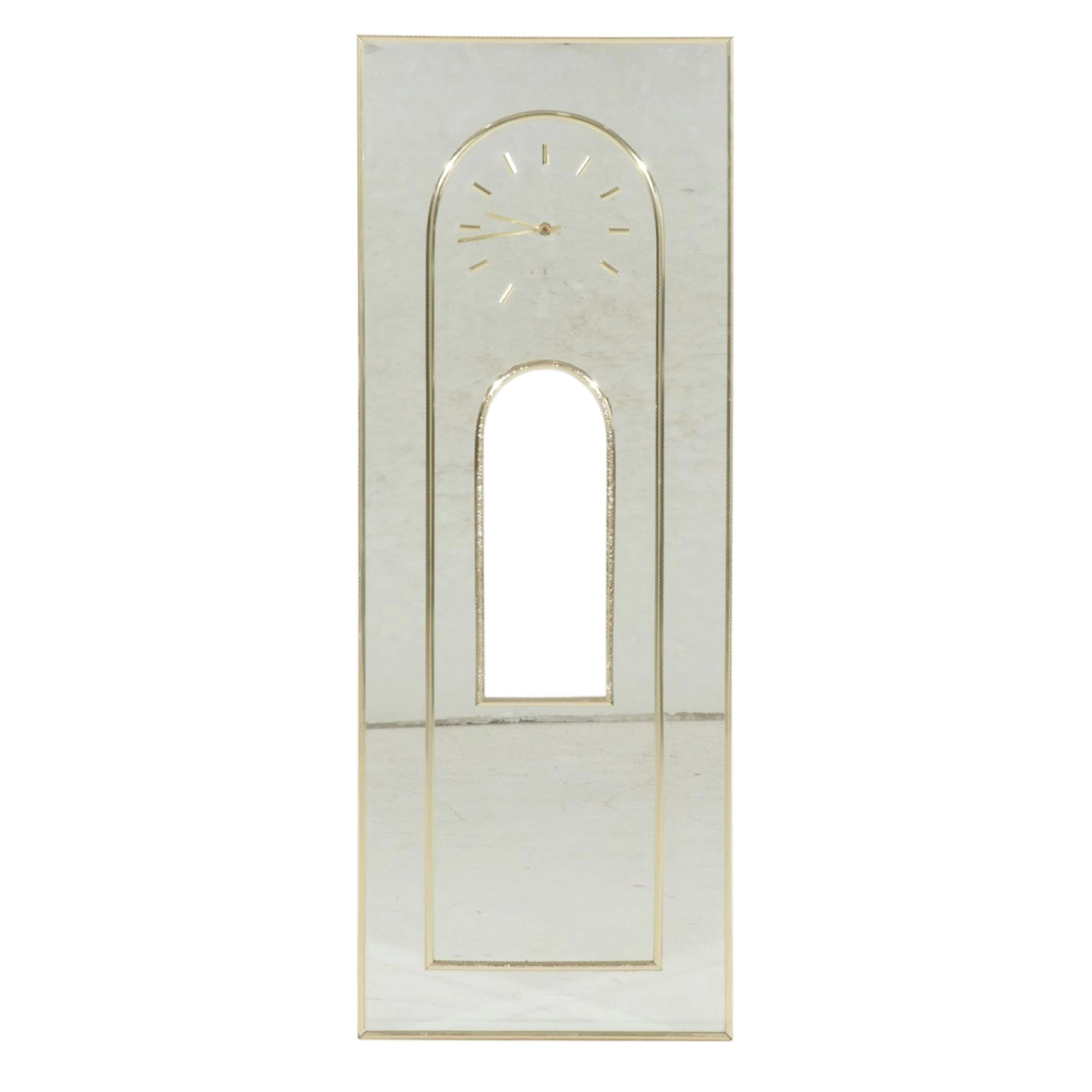Modernist Wall Mirror with Clock and Keyhole Opening, 21st Century