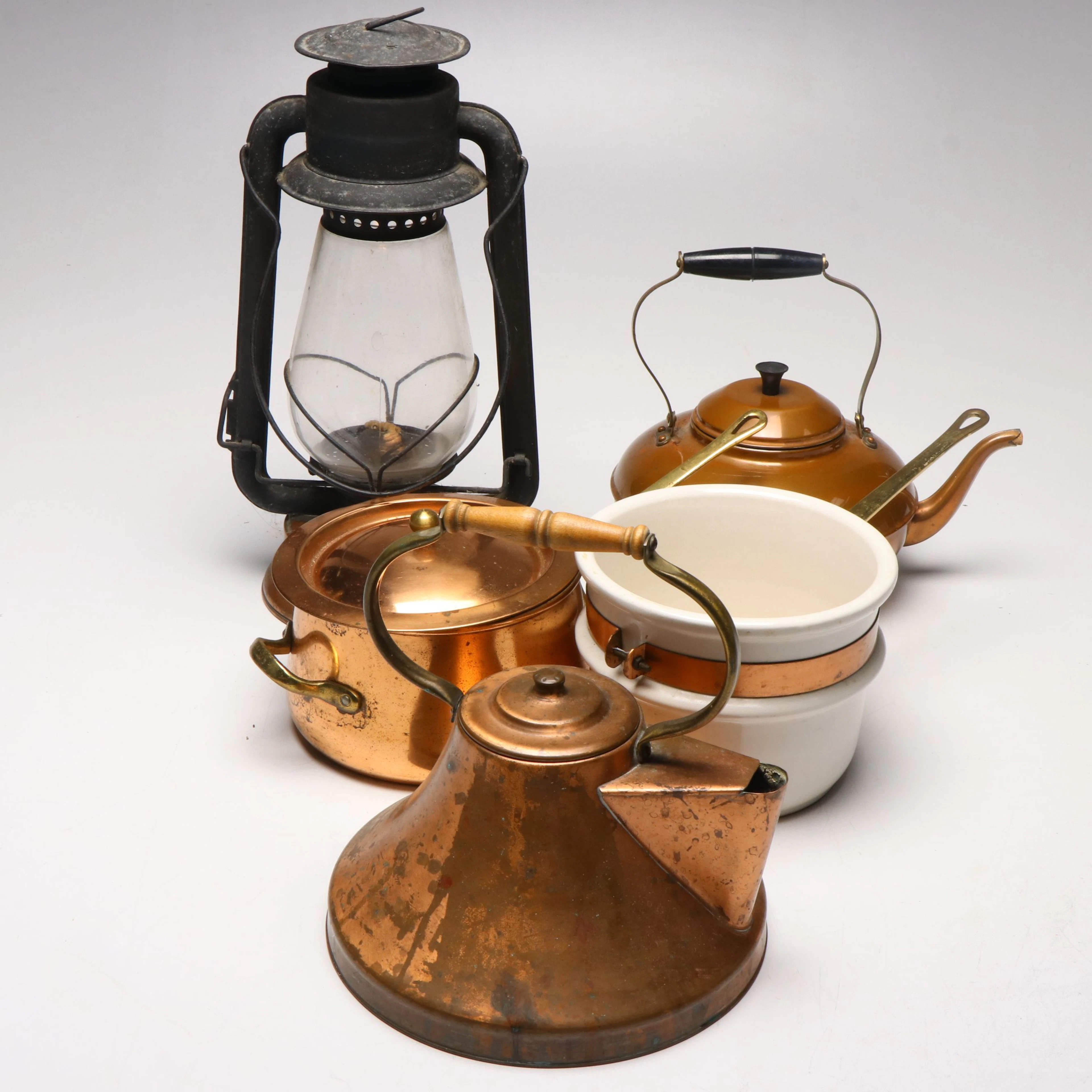 Benjamin & Medwin "Douro" Copper Pots with More Cookware and Oil Lantern