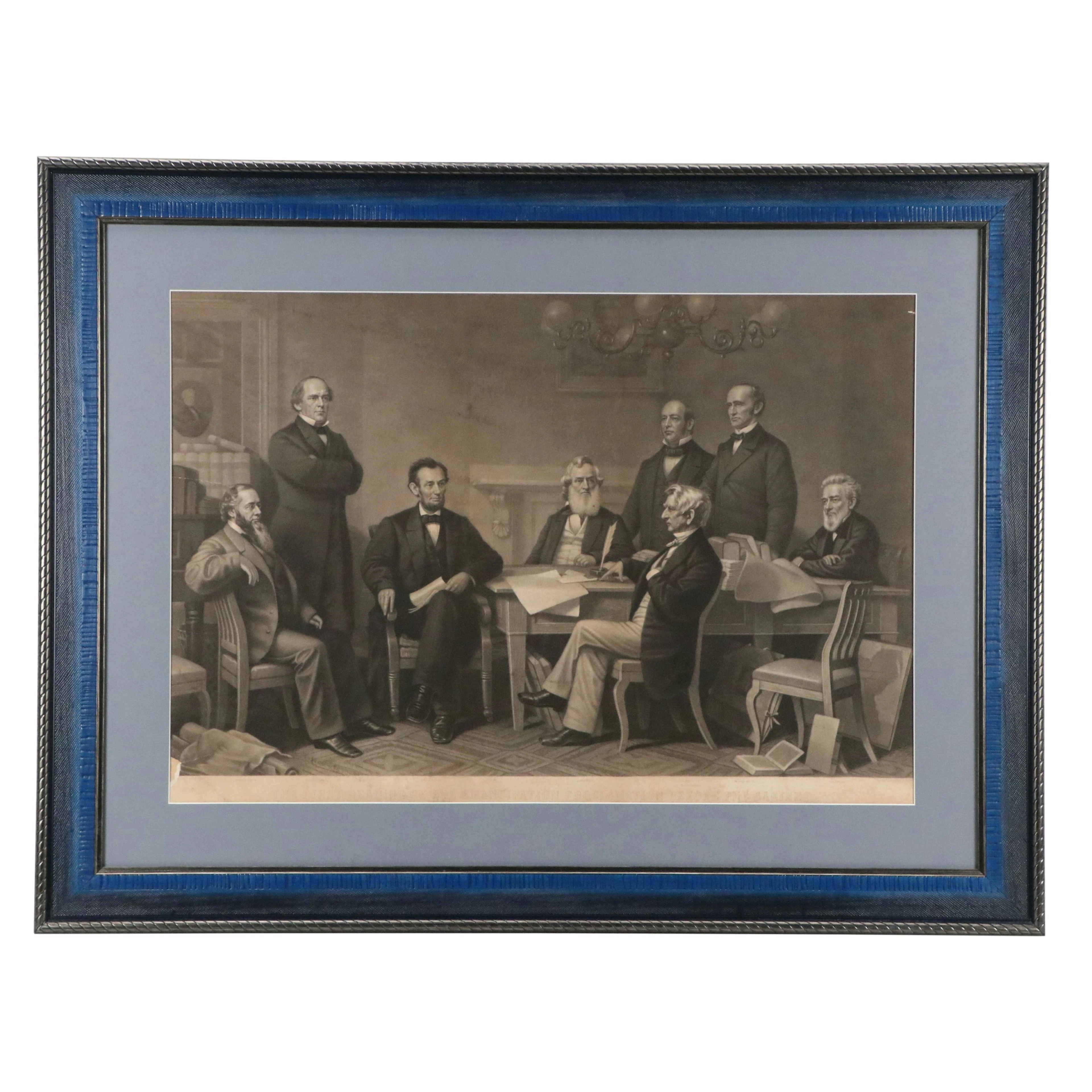 Engraving After "President Lincoln Discusses the Emancipation Proclamation..."
