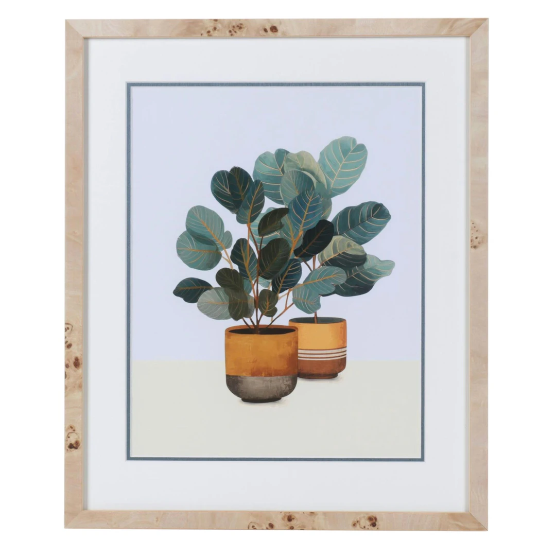 Geometric Botanical Still Life Digital Print "Boho Potted Plants II"