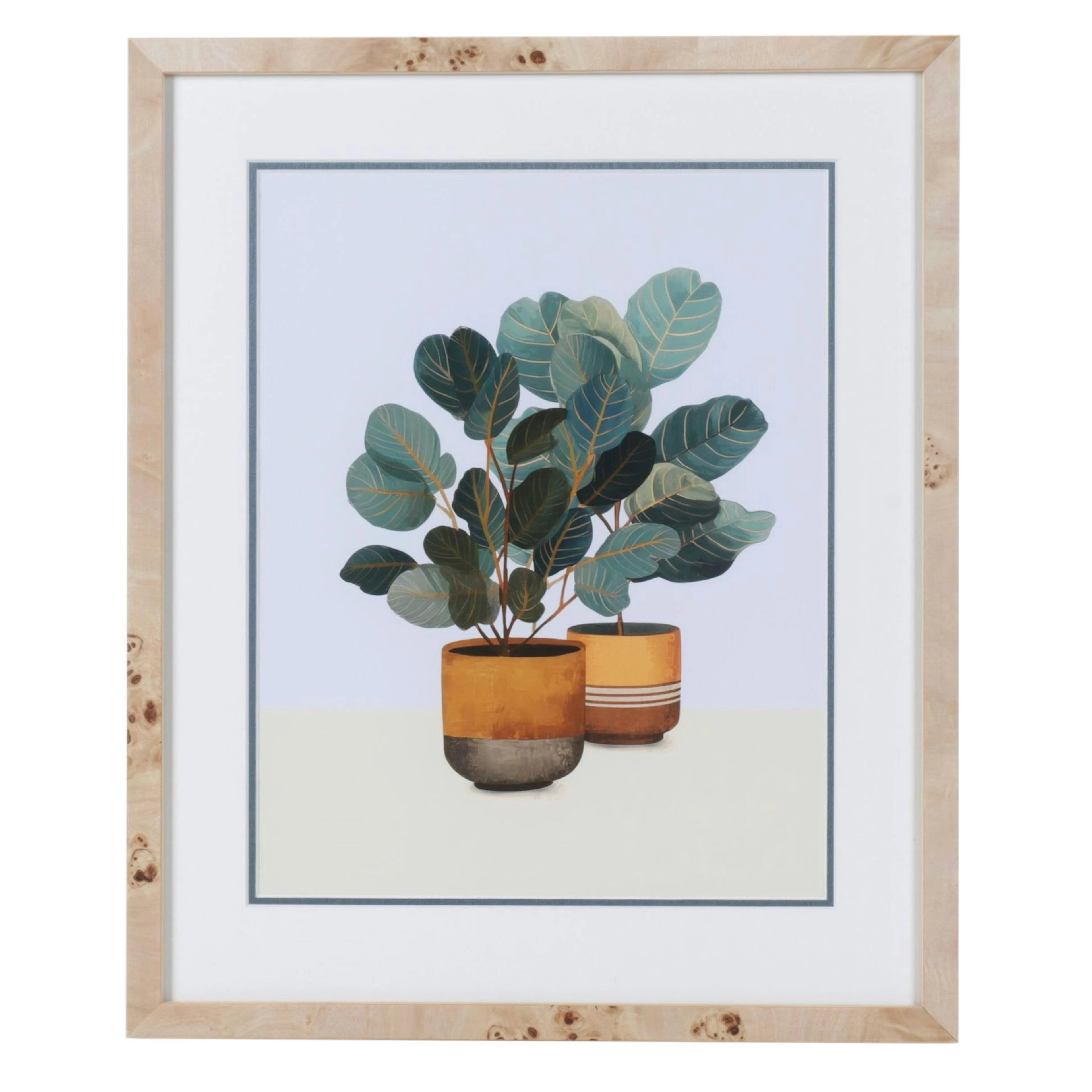 Geometric Botanical Still Life Digital Print "Boho Potted Plants II"