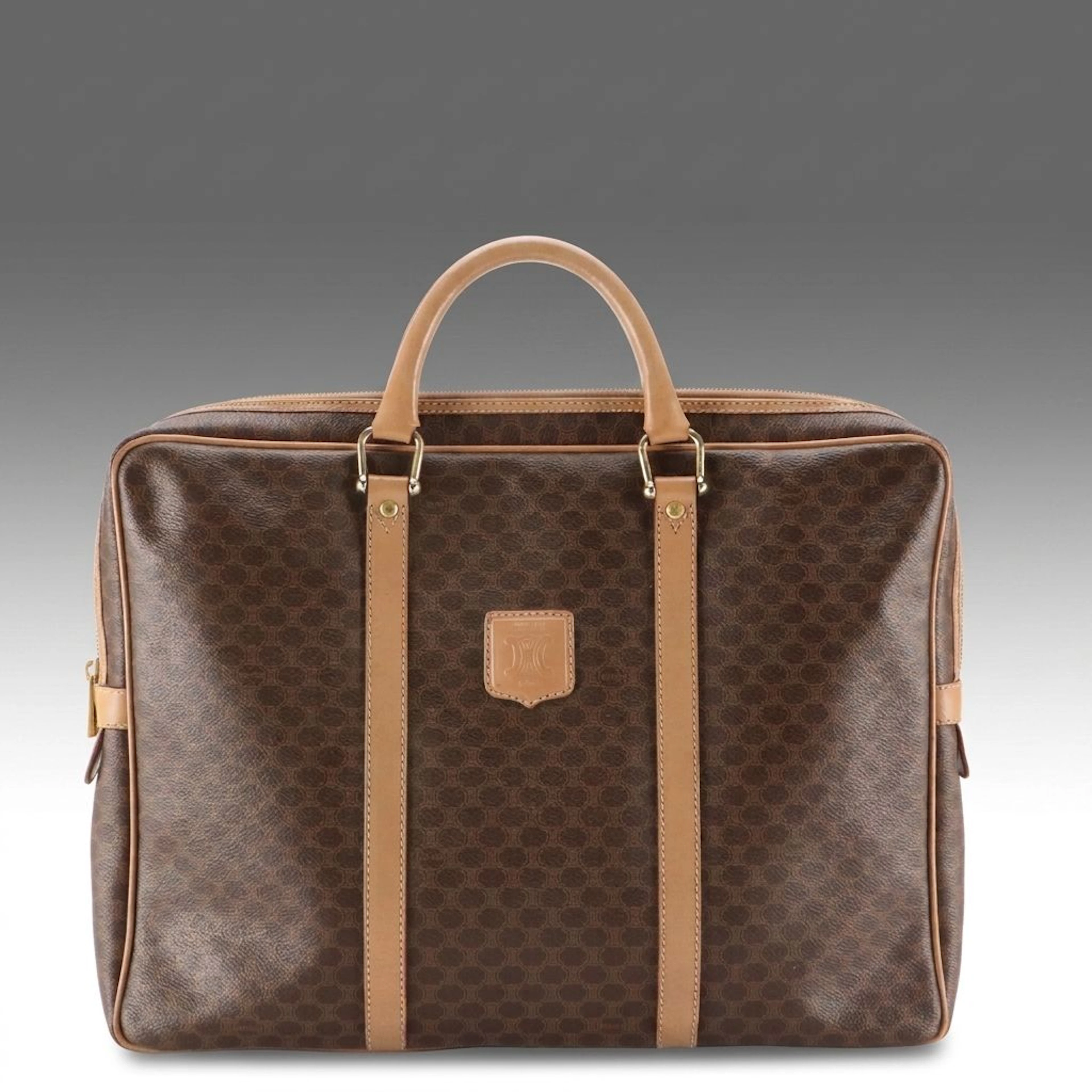 Celine Business Bag in Dark Brown Macadam Canvas and Leather