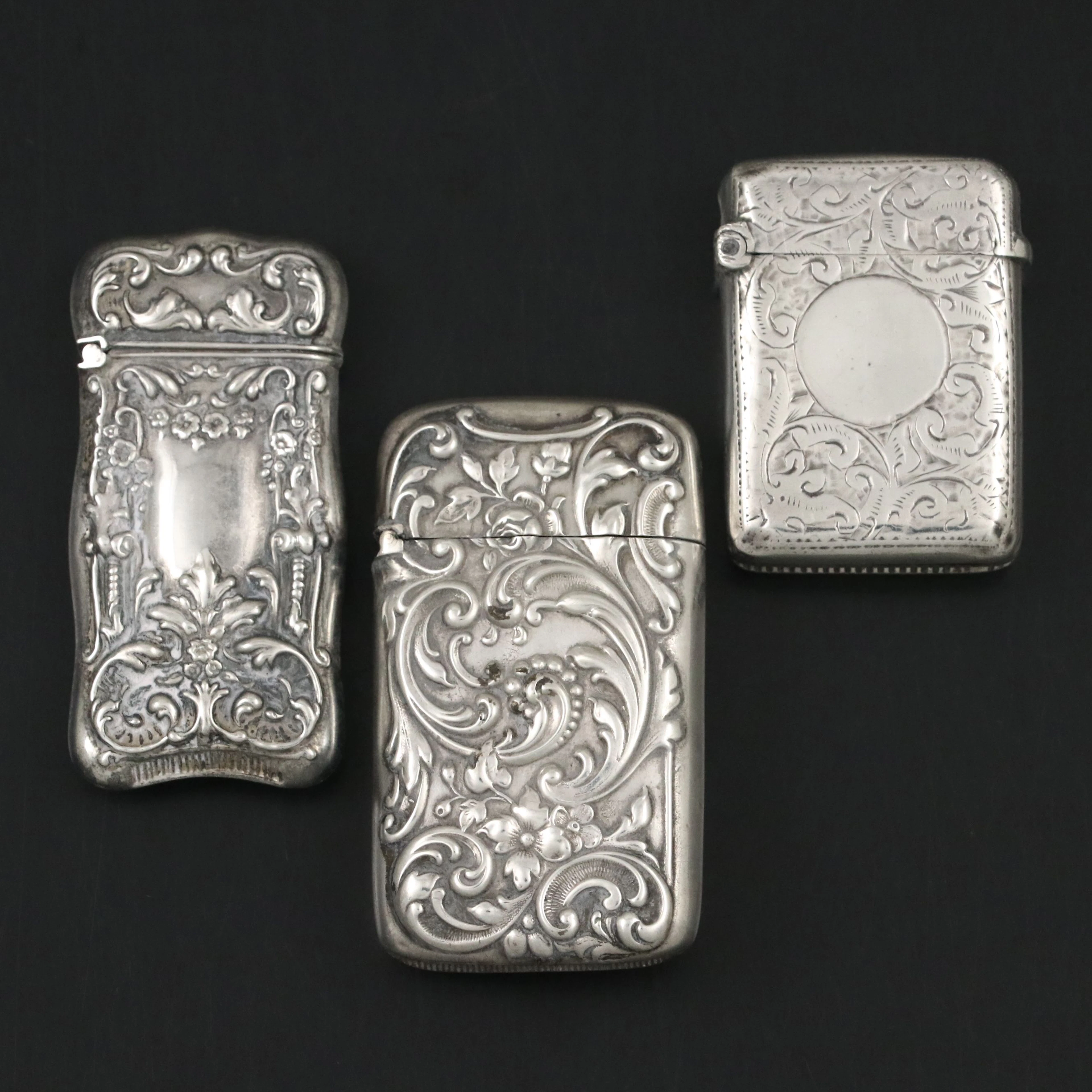 Art Nouveau Sterling Silver Match Safes, Vintage
