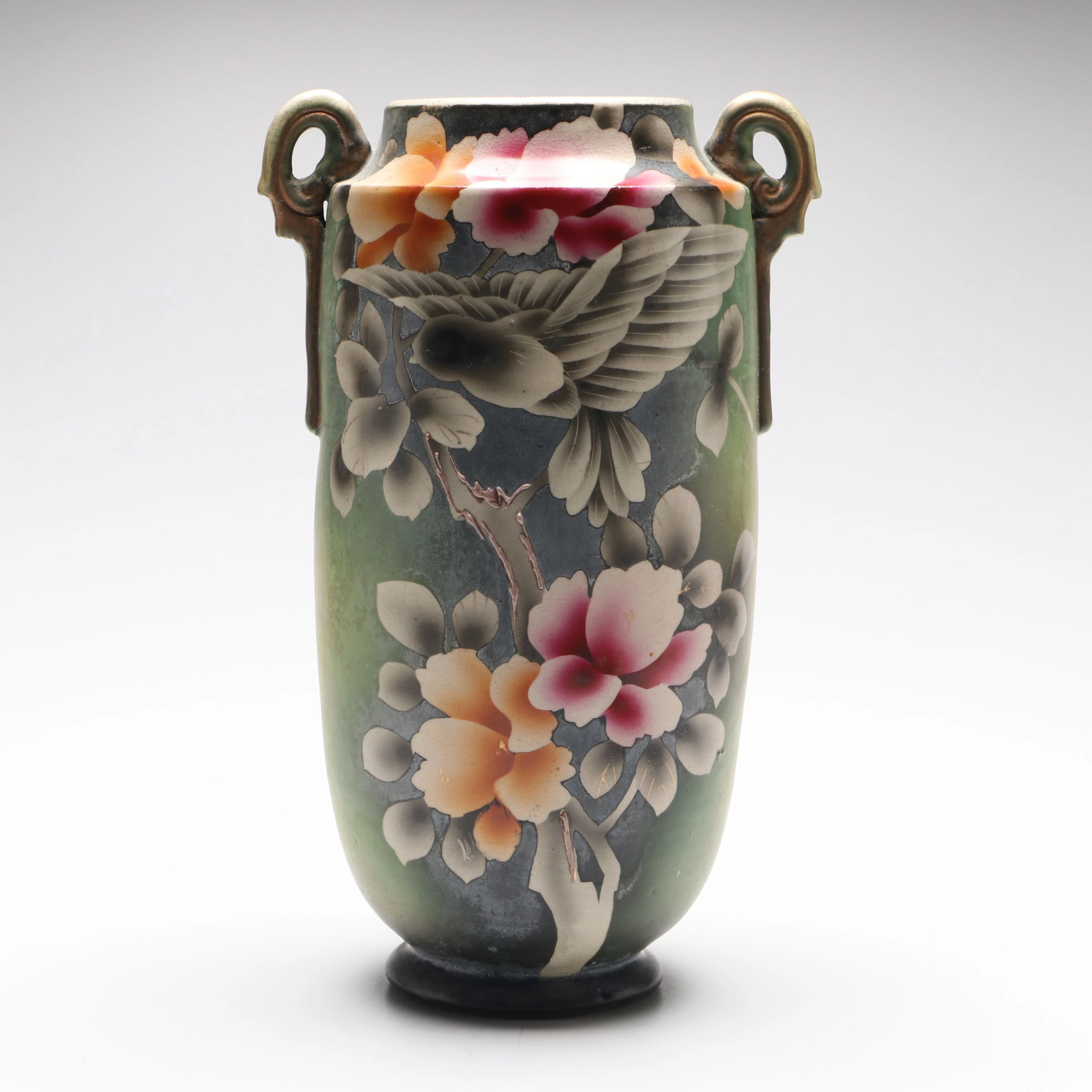 Japanese Art Nouveau Hand-Painted Porcelain Vase, Early 20th Century