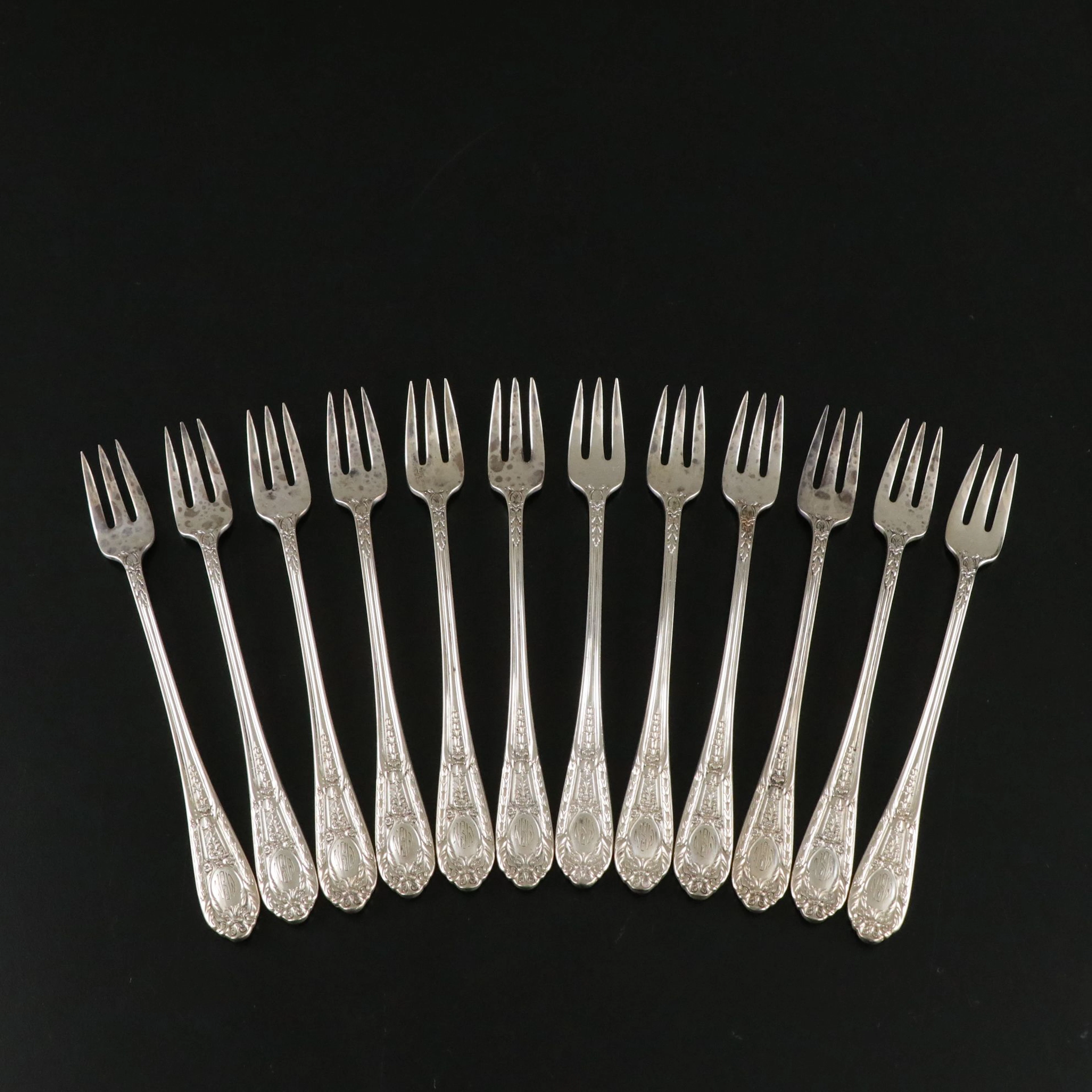 International Silver "Fontaine" Sterling Silver Oyster Forks, Set of Twelve